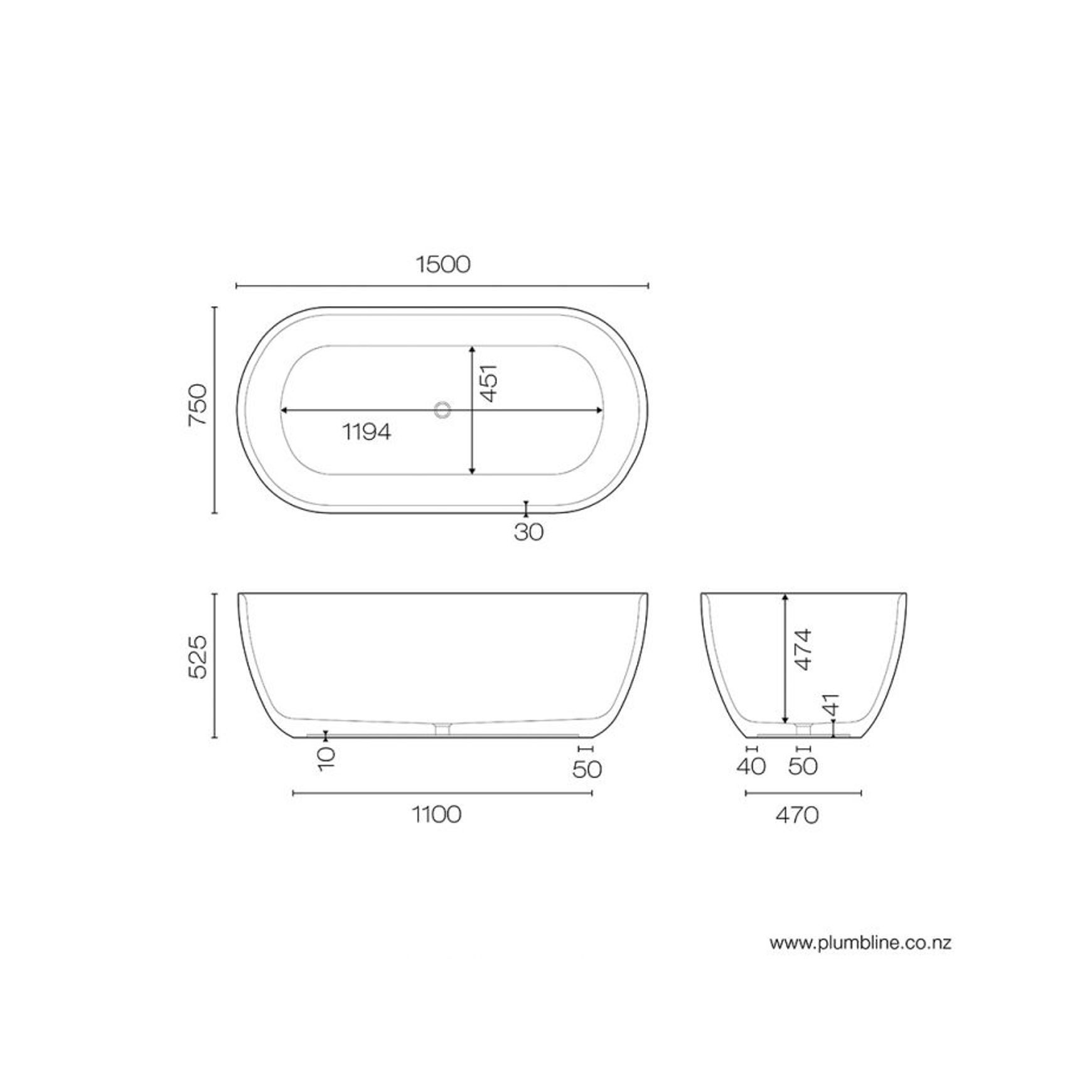 Vela 1500 Freestanding Bath
