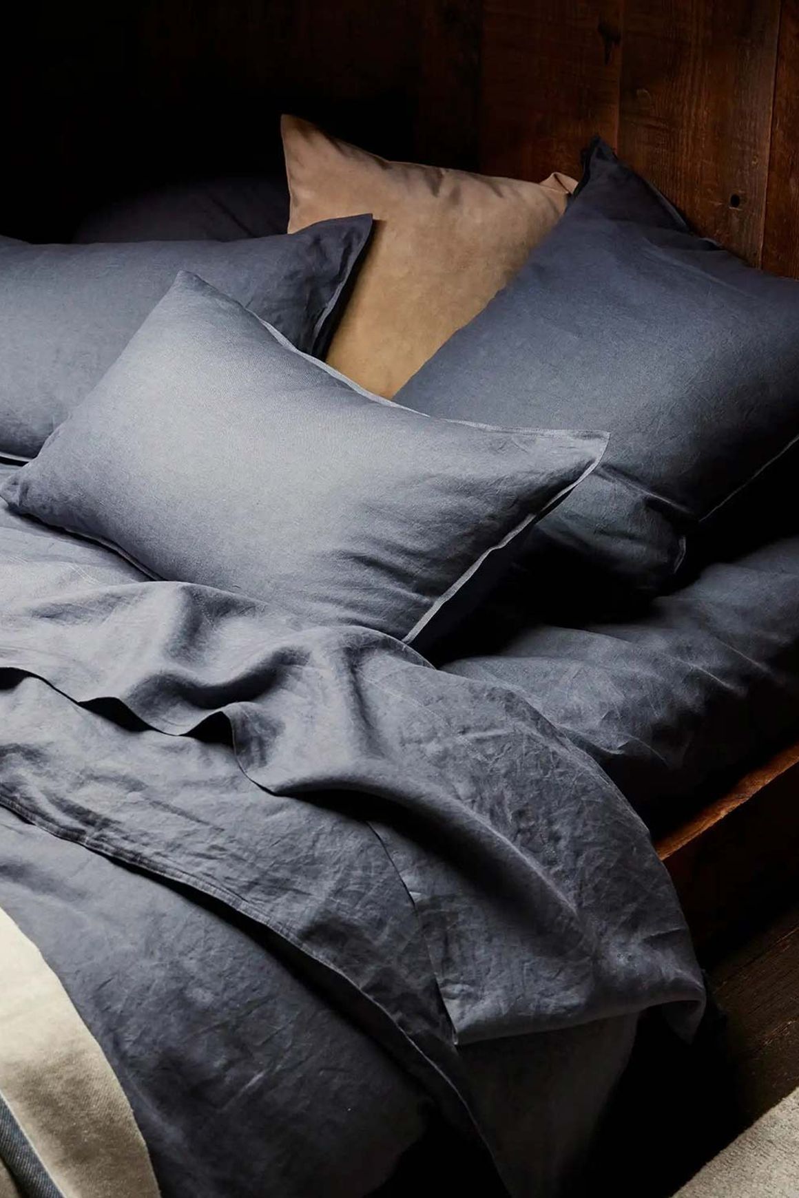 Ravello Linen Fitted Sheet - Denim | Weave Home Bed Linen
