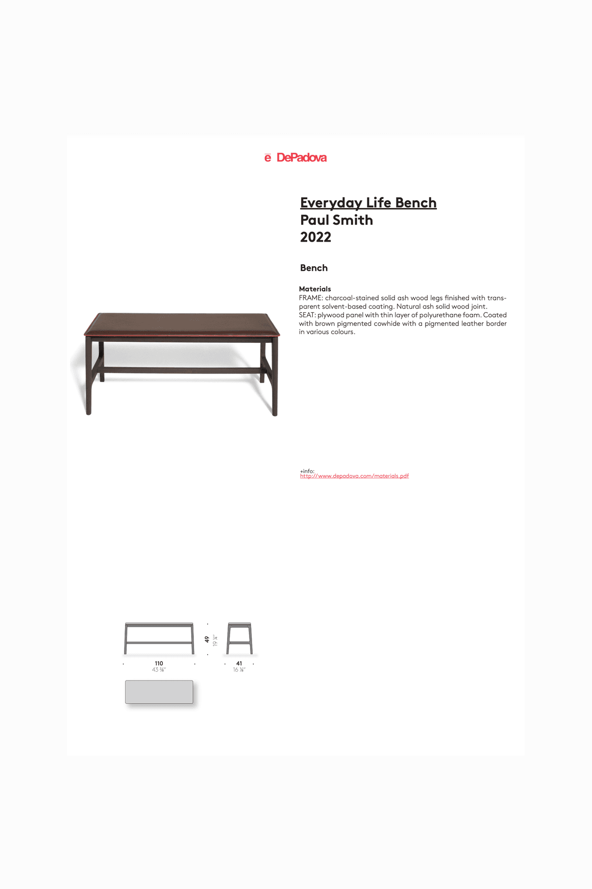Everyday Life Bench by DePadova