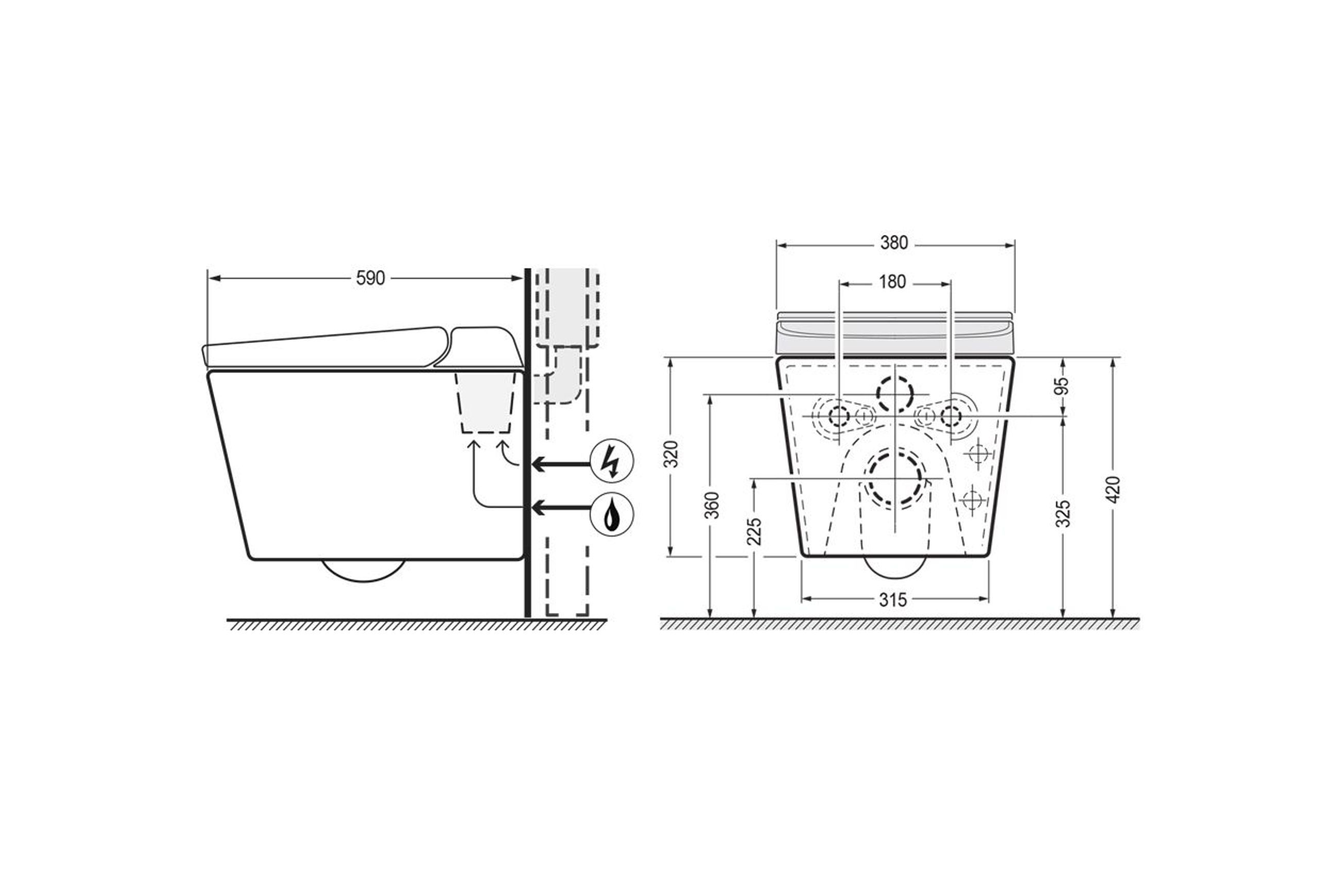 Hygea Smart Toilet dimensions