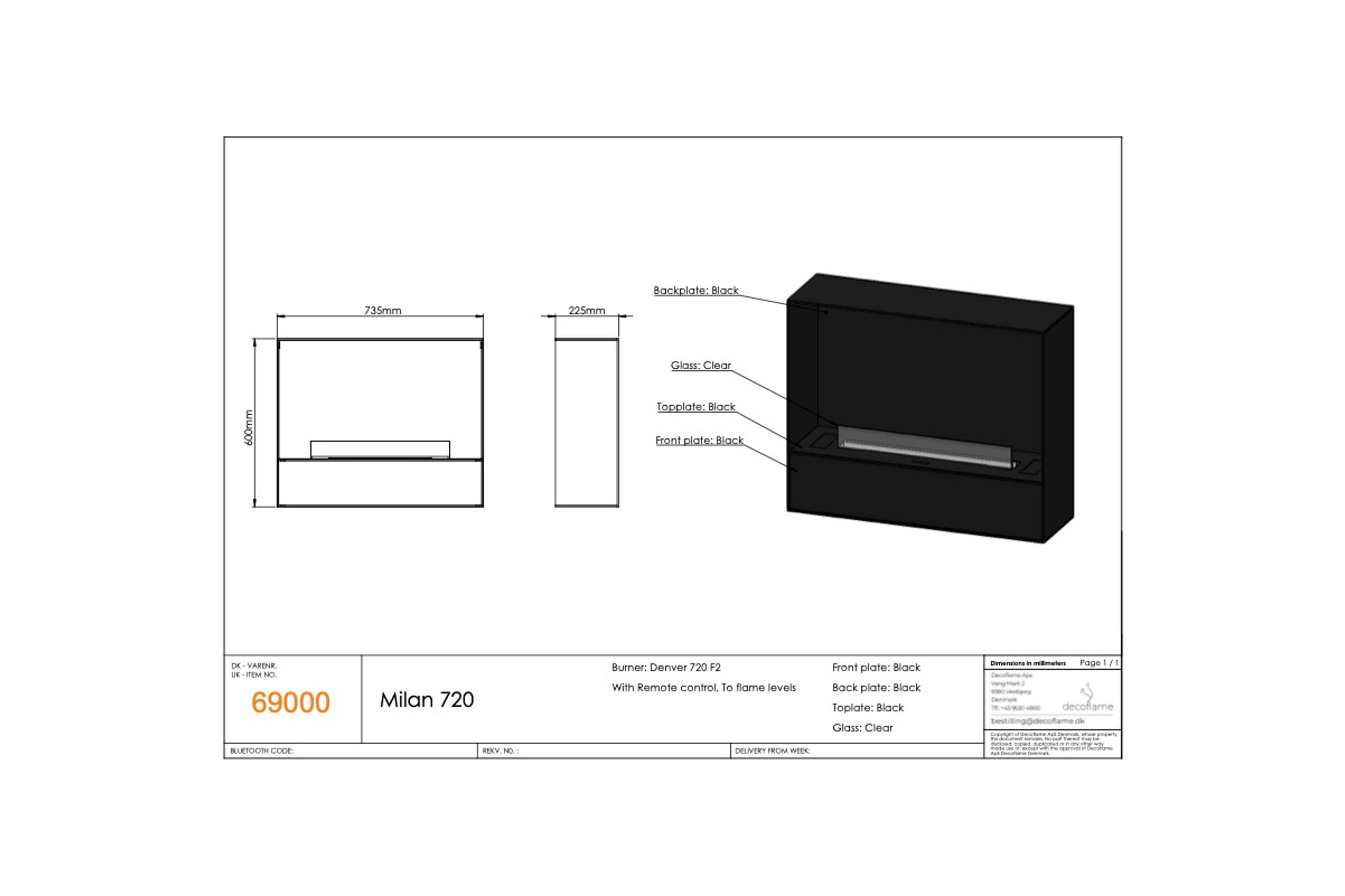 Decoflame Milan - Modular BEV Net Zero Fireplace 20.5hr