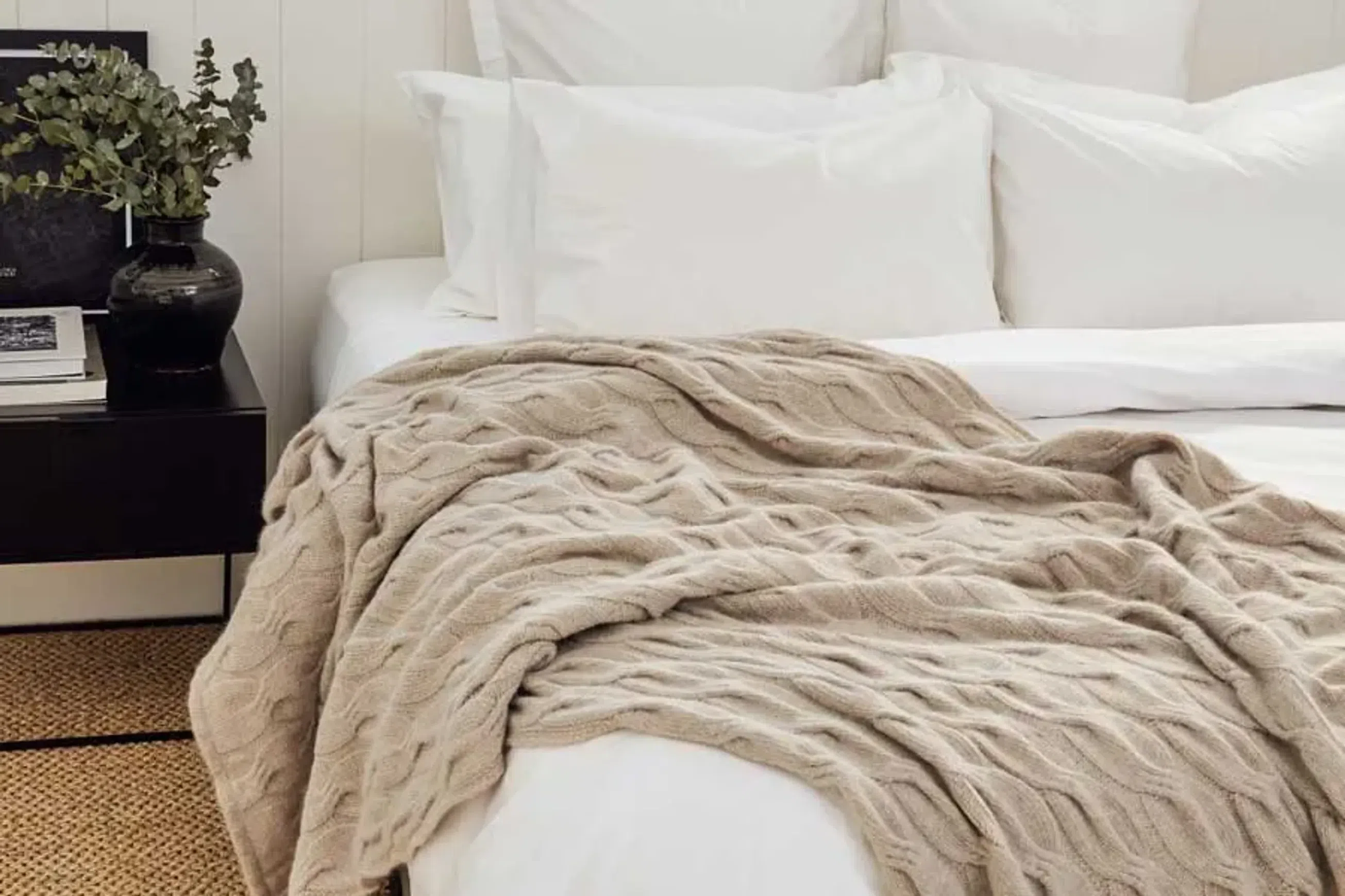 Chunky Cable Angora & Merino Wool Throws