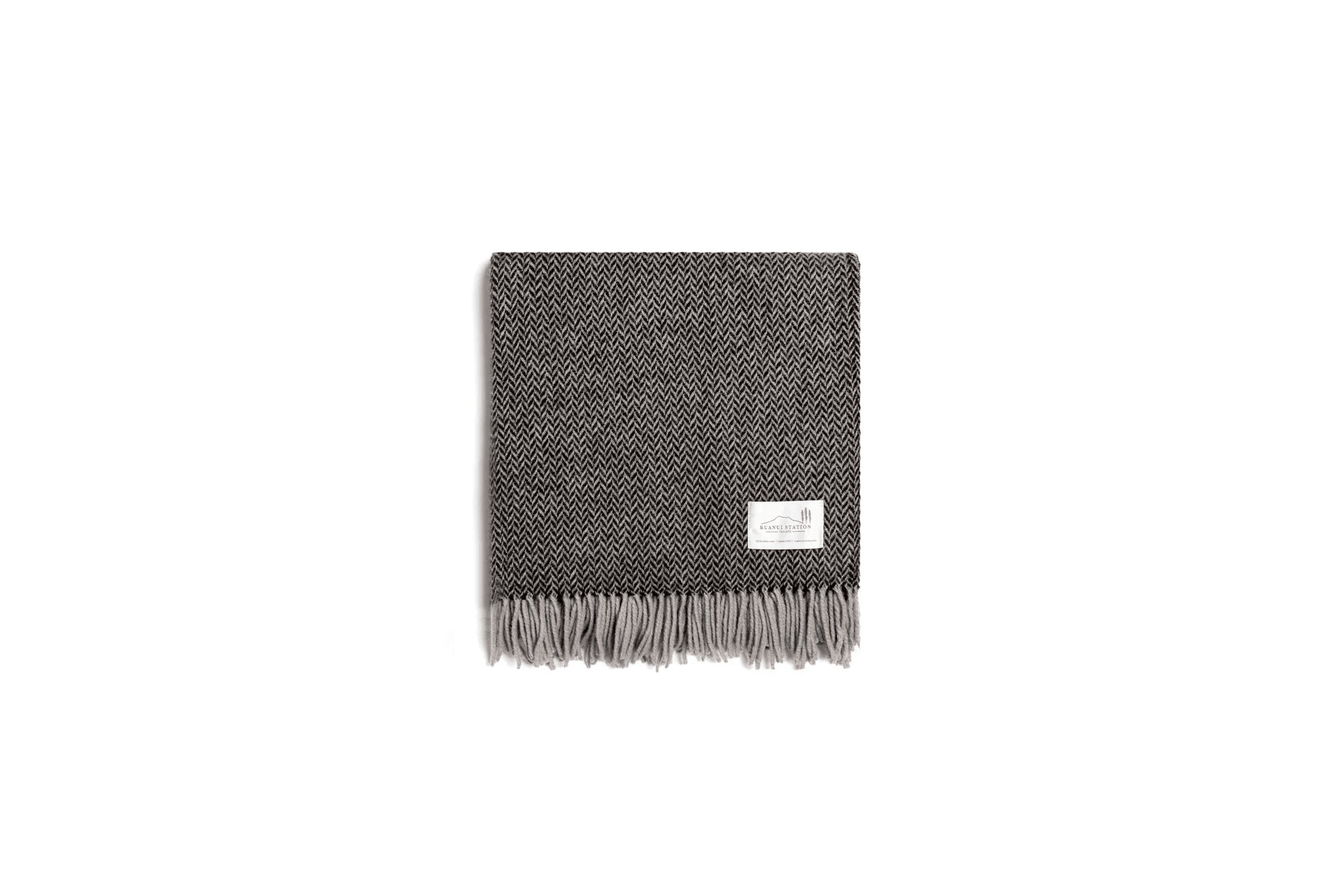 Ruanui Station Lambswool Throw -  Collier's Coal Chevron