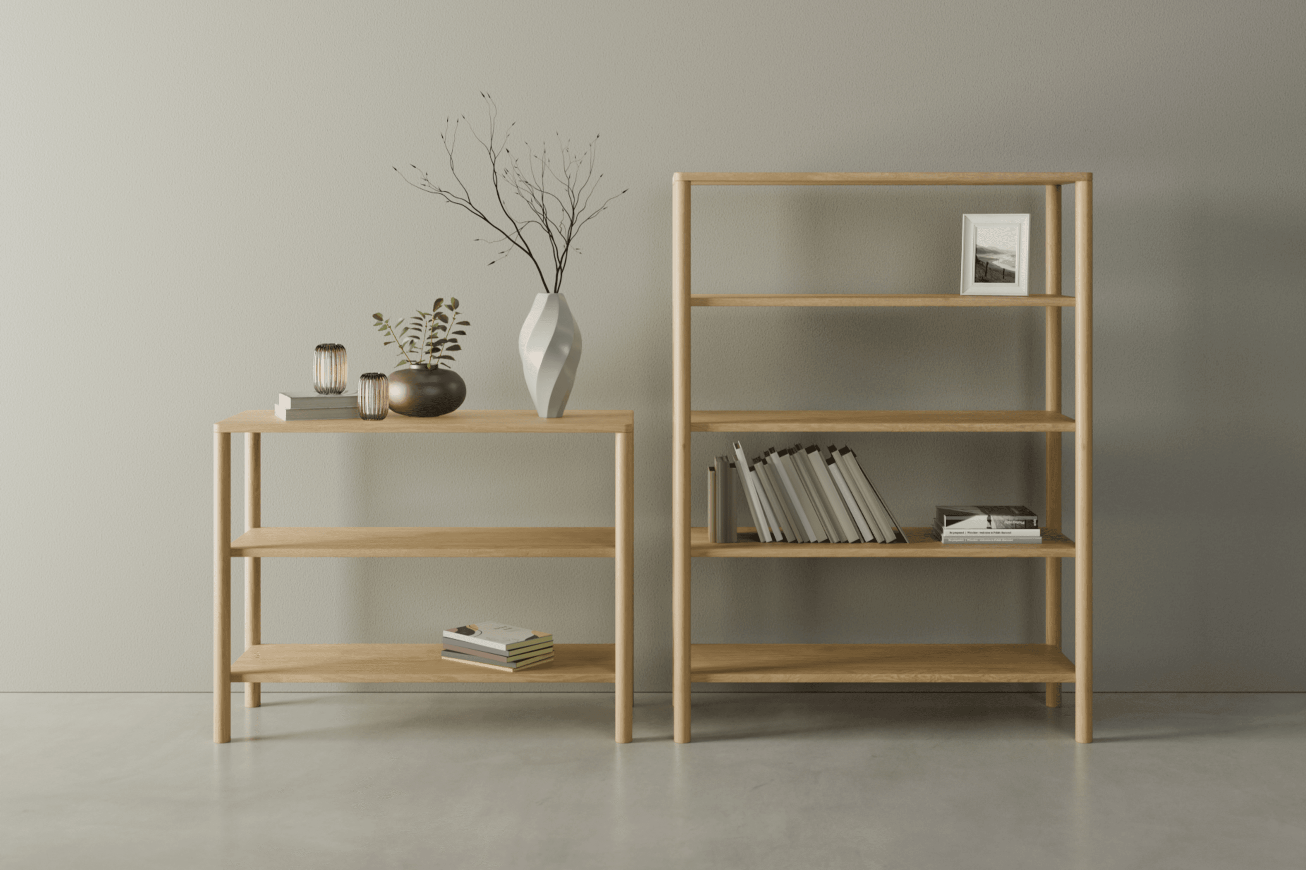Nordica Bookshelf - 2 Tier Solid Oak (small)