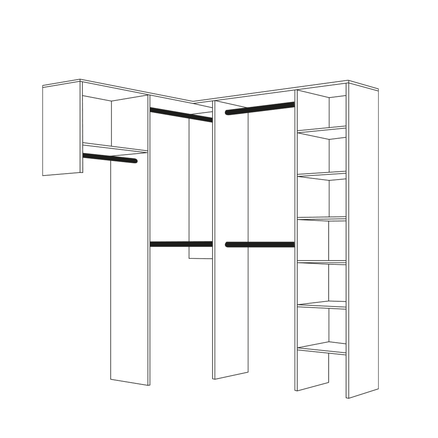 Basic L-Shape Walk In Wardrobe