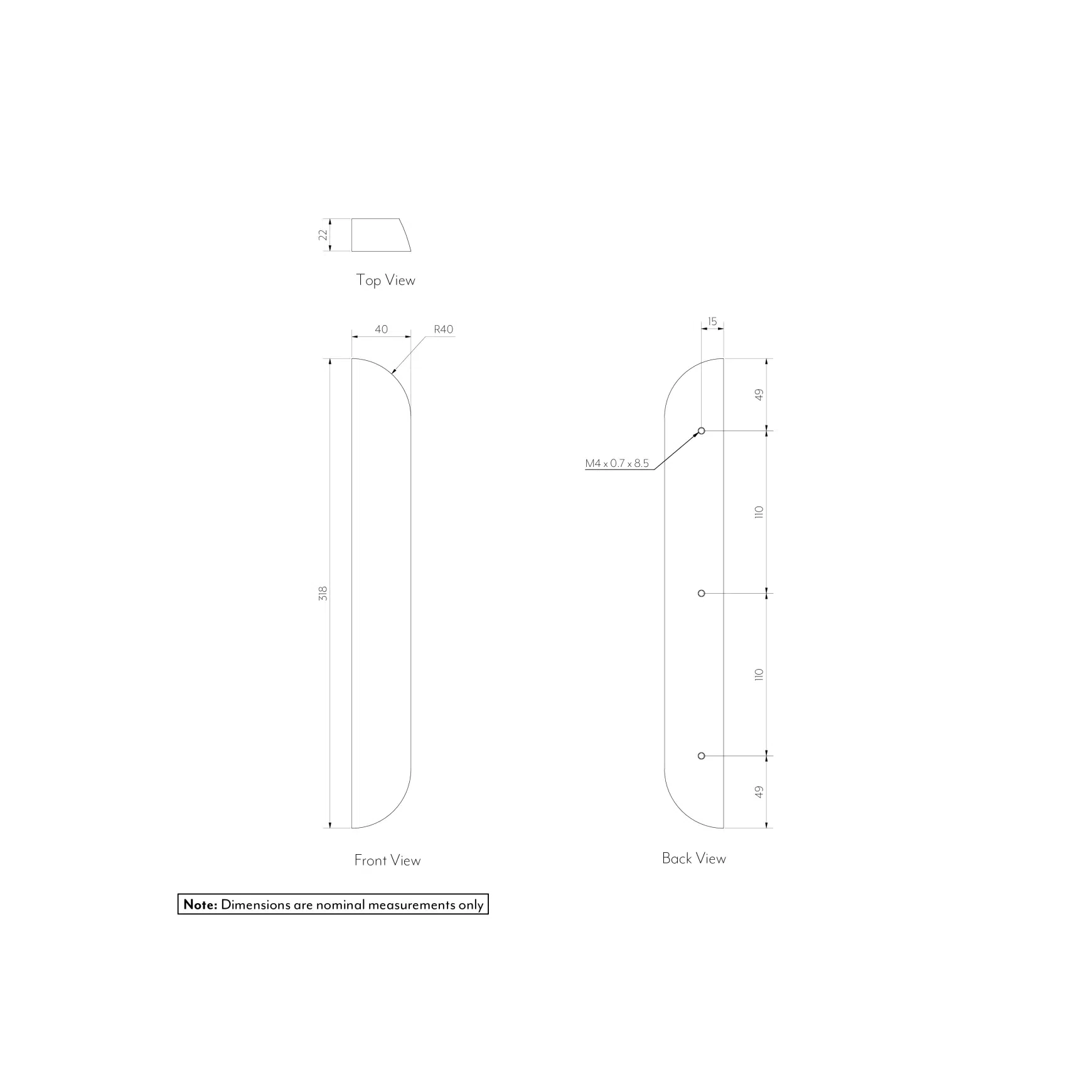 Pedra Curve Cabinetry Pull 320mm (Pair)
