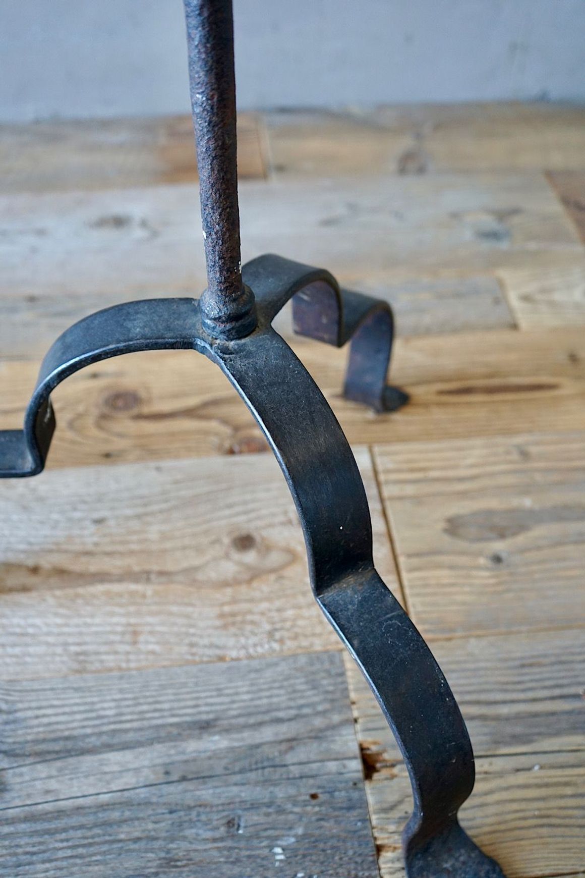 Large Antique Italian Wrought-Iron Candlesticks (Pair)