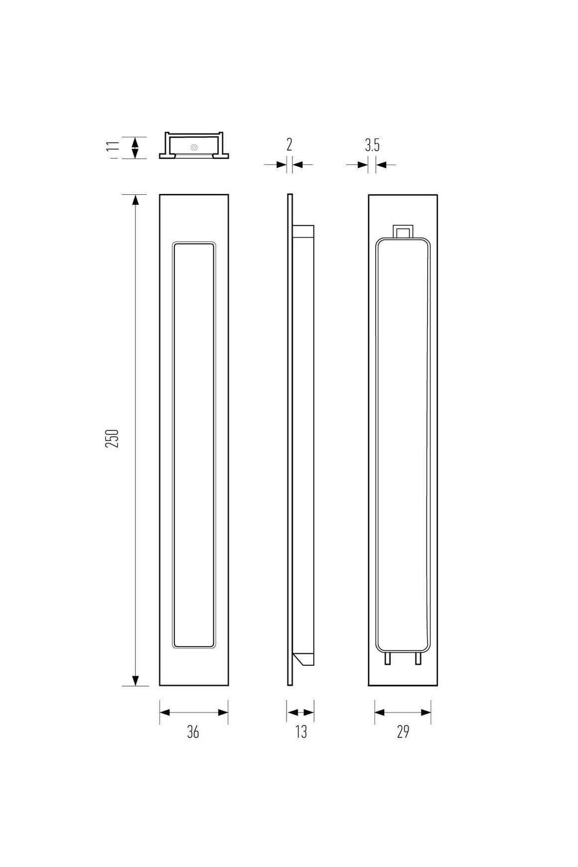 HB665 250mm Flush Pull