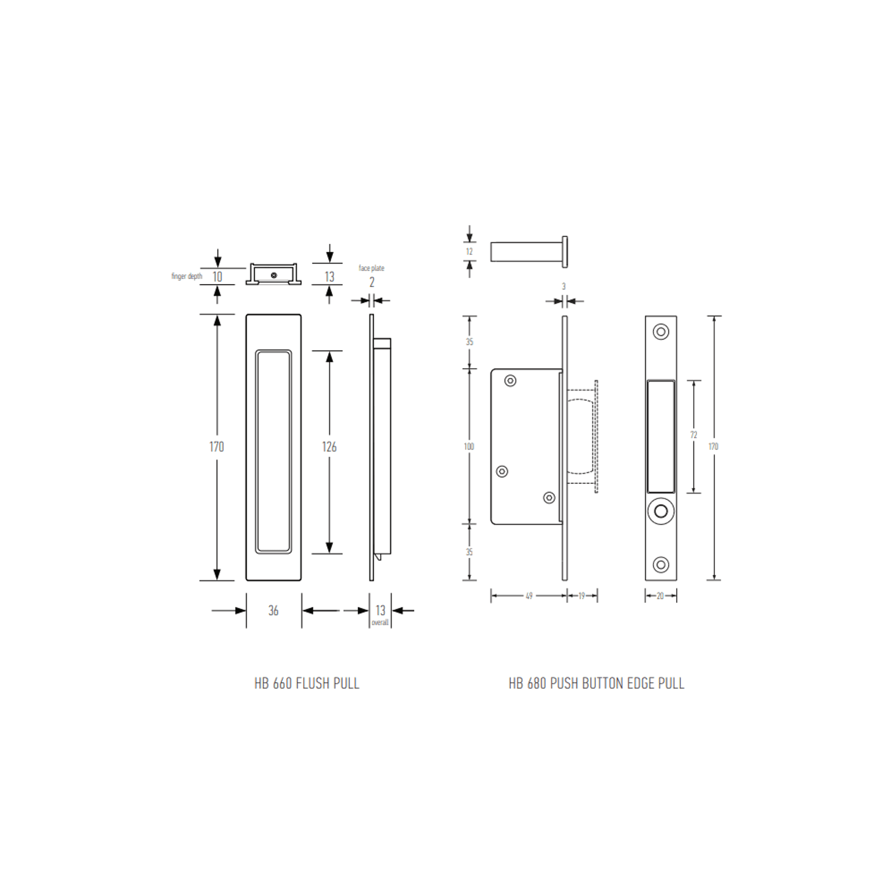 HB620 Passage Set (170mm Flush Pull)