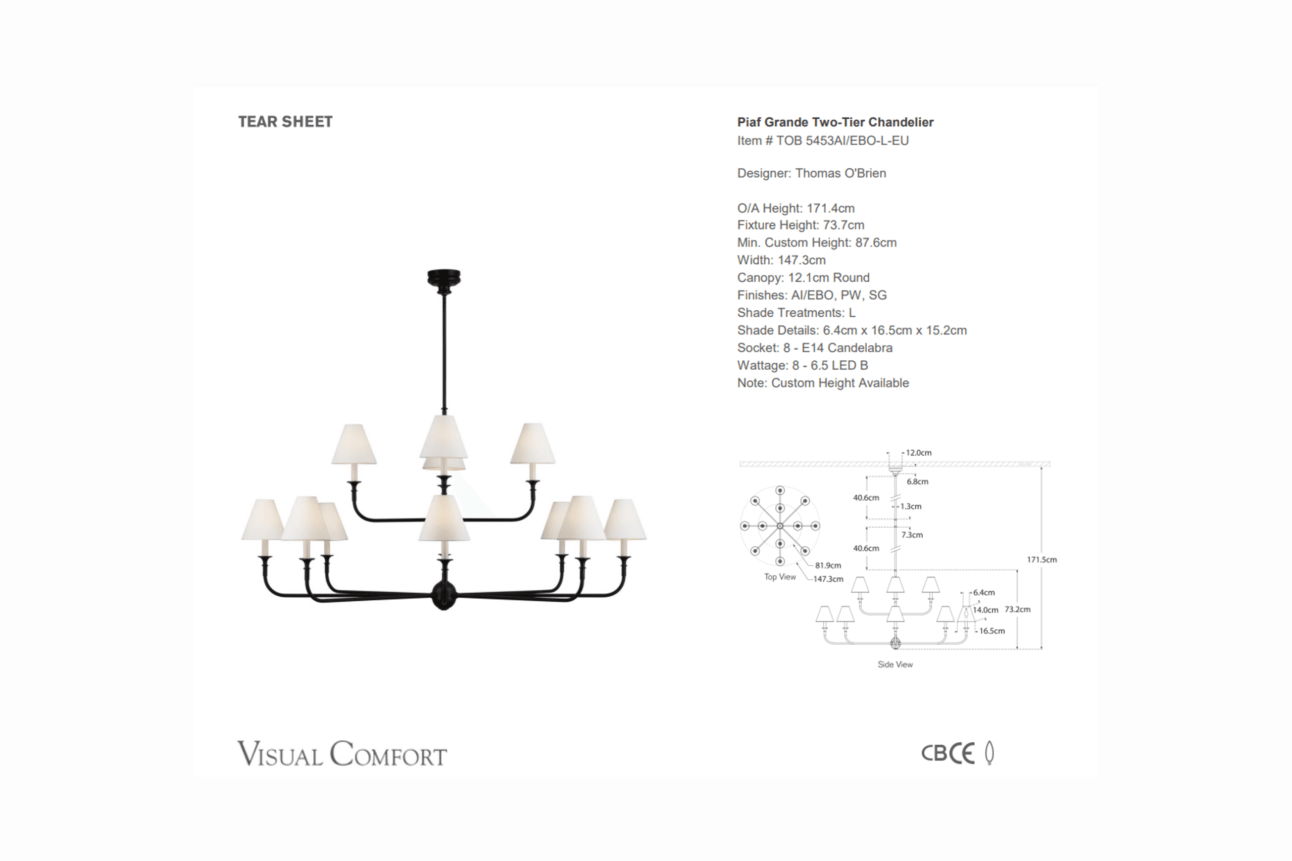 Thomas O'Brien Piaf Grande Two Tier Chandelier