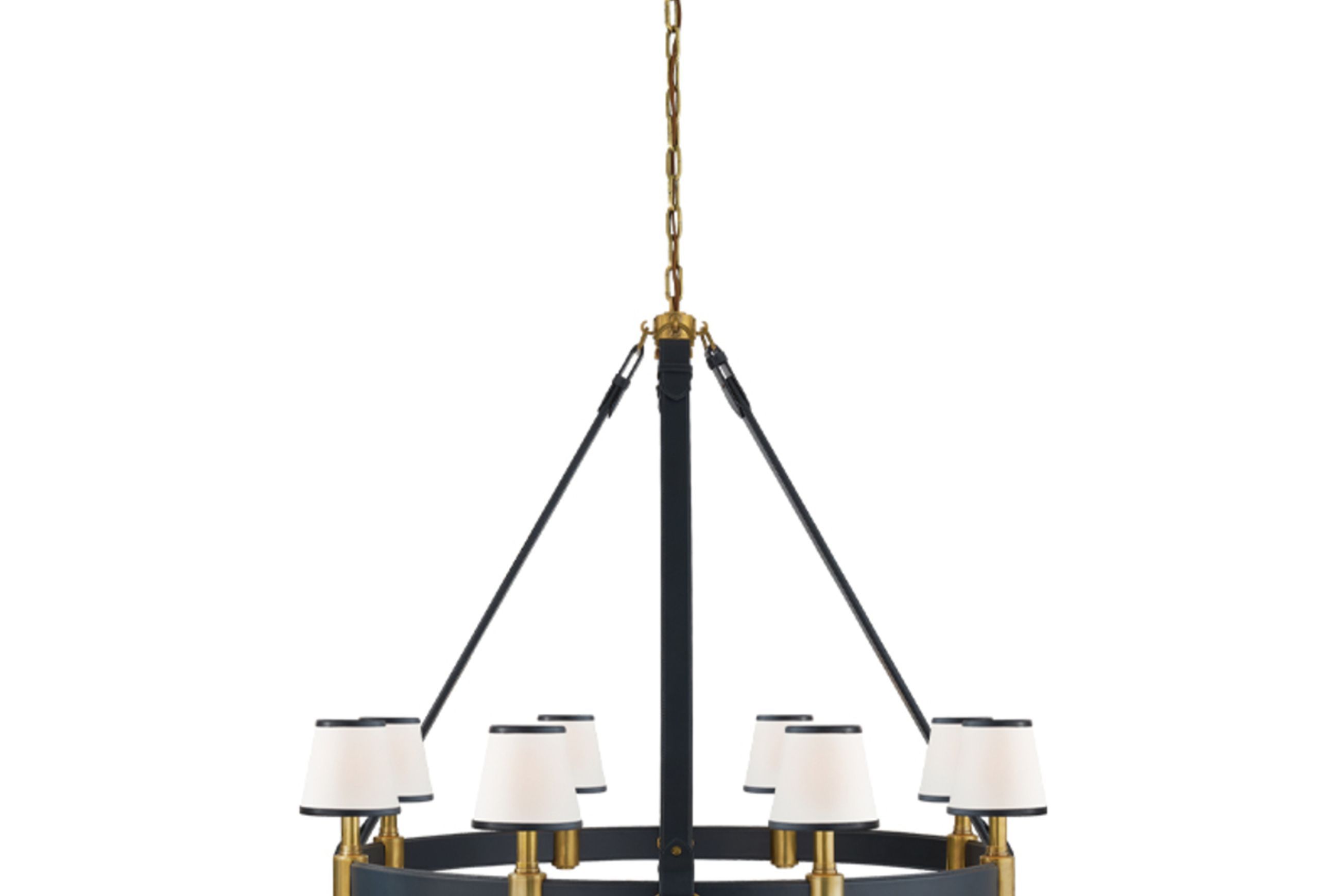 Riley Large Ring Chandelier – Brass and Navy