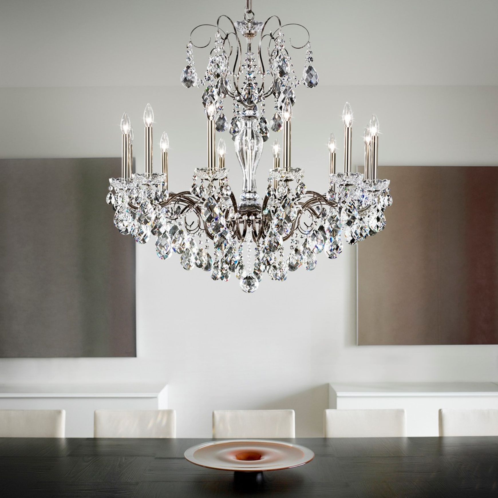 Sonatina 12 Light Crystal Chandelier in Polished Nickel