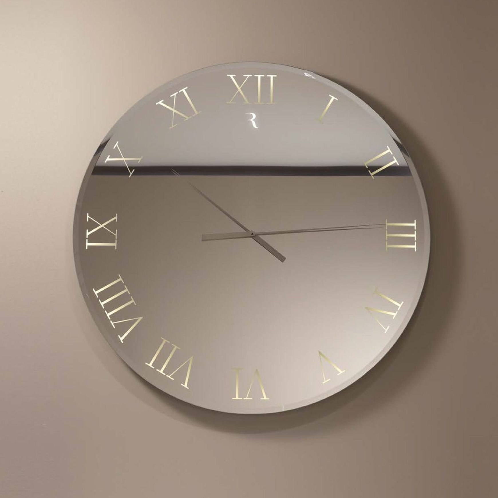 Titanium Round Mirrored Clock