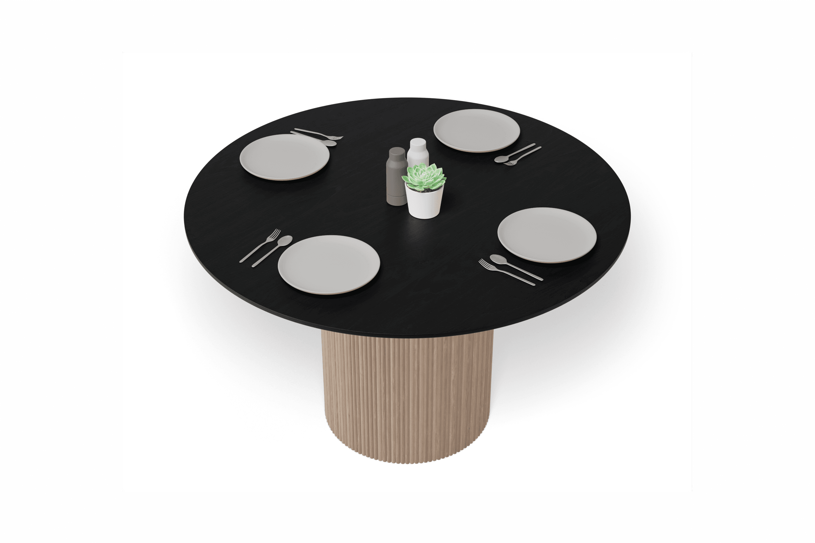 Poppy table - Natural Base Black Top