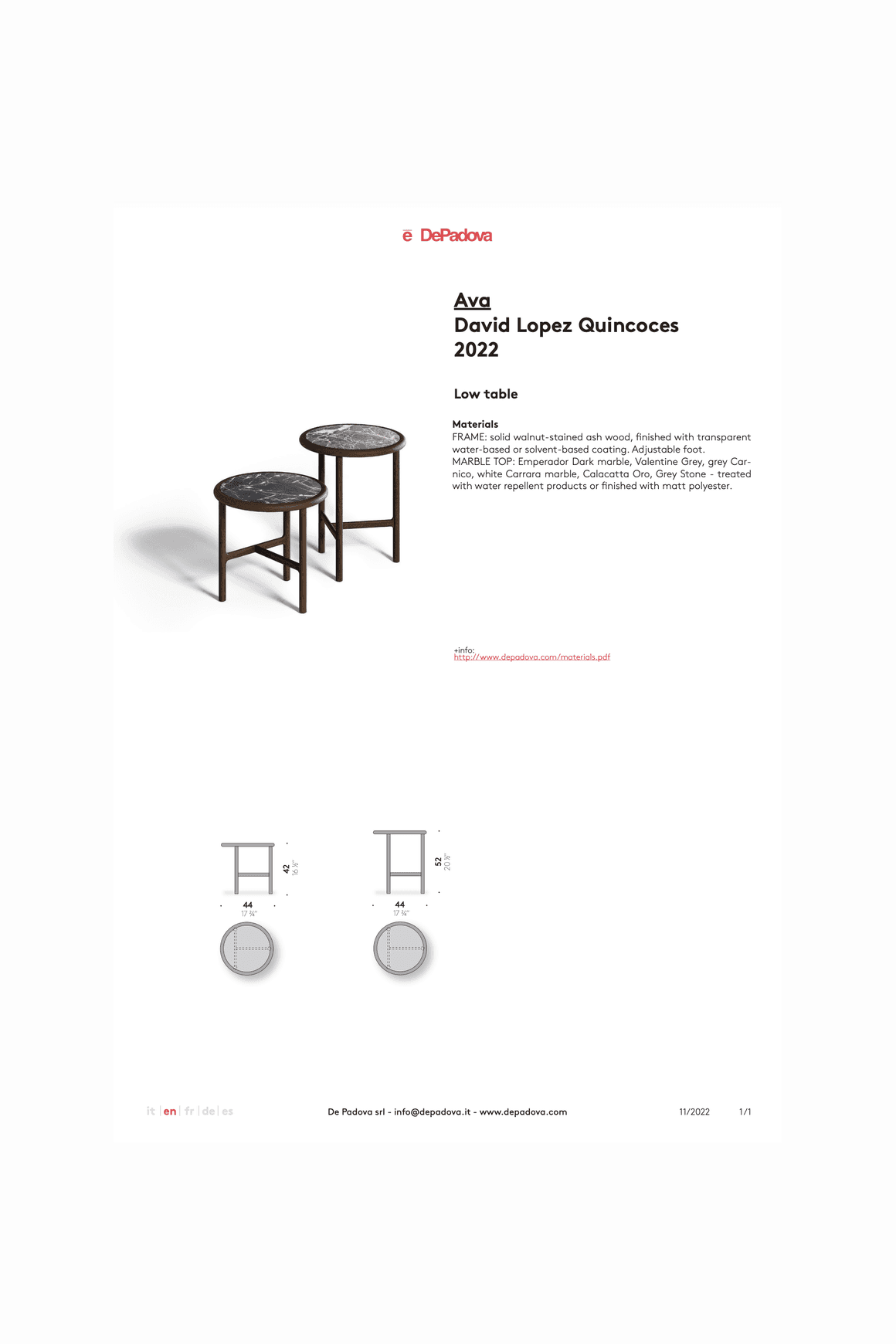 Ava Side Tables by DePadova
