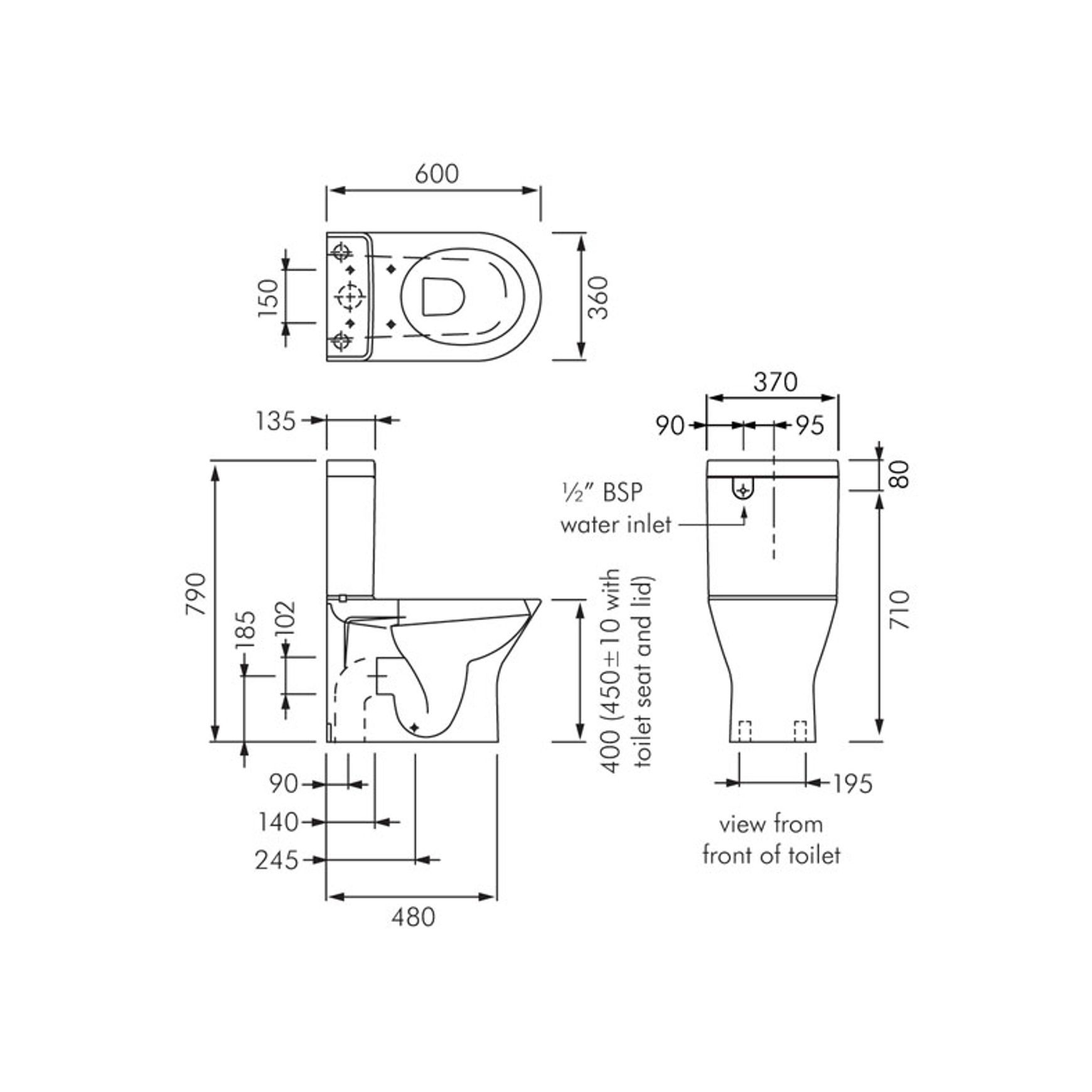 Resort Vandal Resistant Rimless Wall Faced Toilet Suite