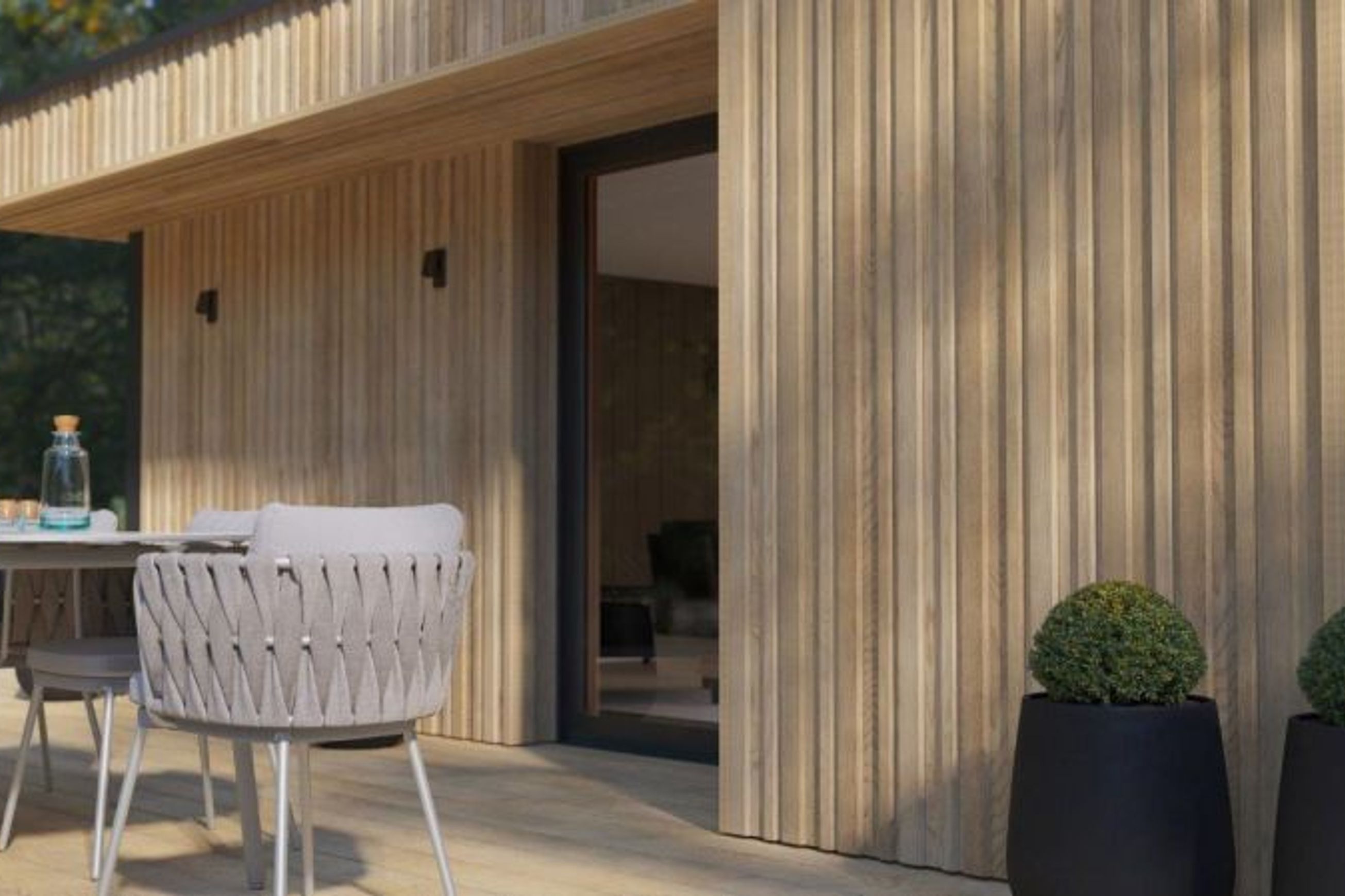 Millboard Envello Board & Batten Cladding  | Golden Oak