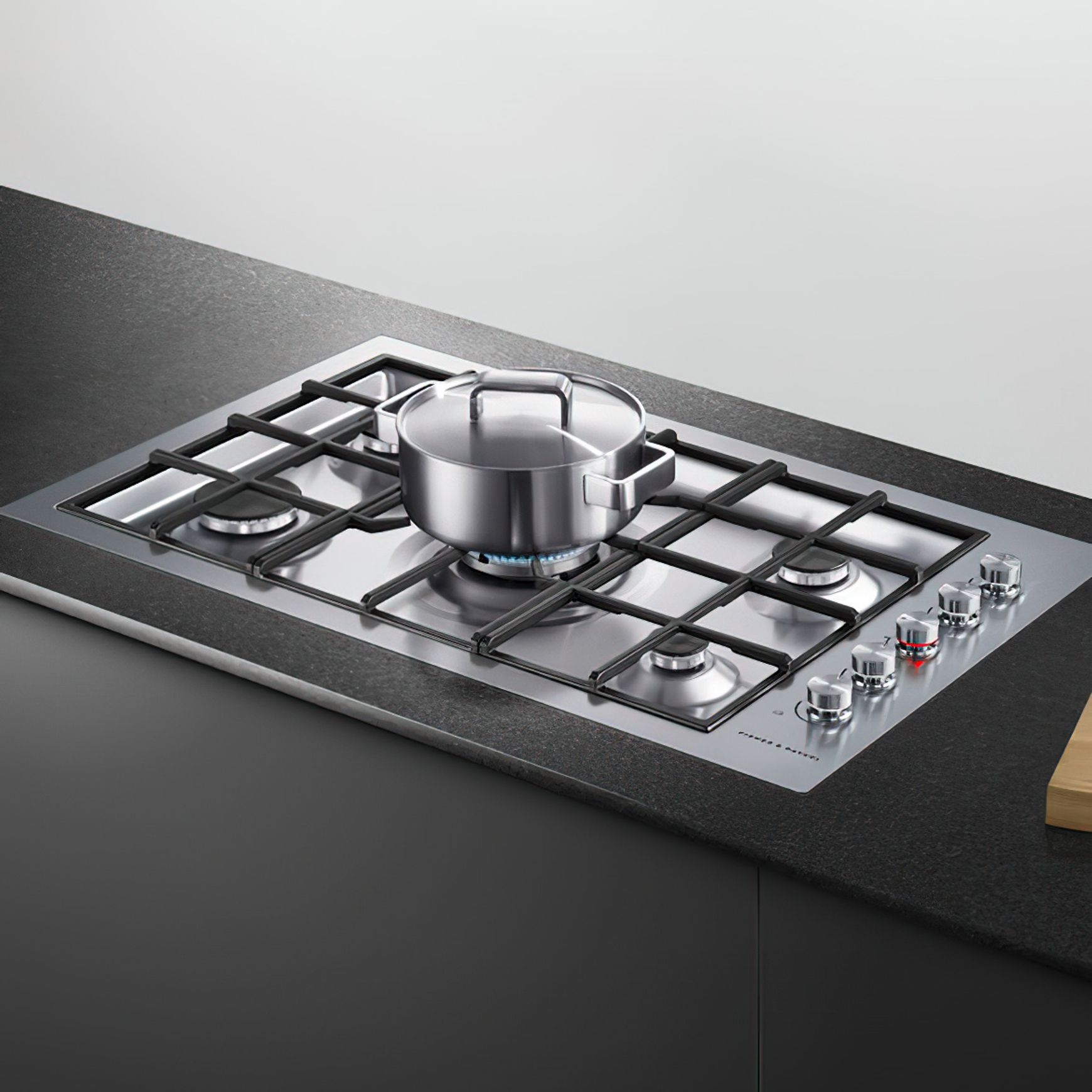 F&P Gas on Steel Cooktop, 90cm, Flush Fit, LPG