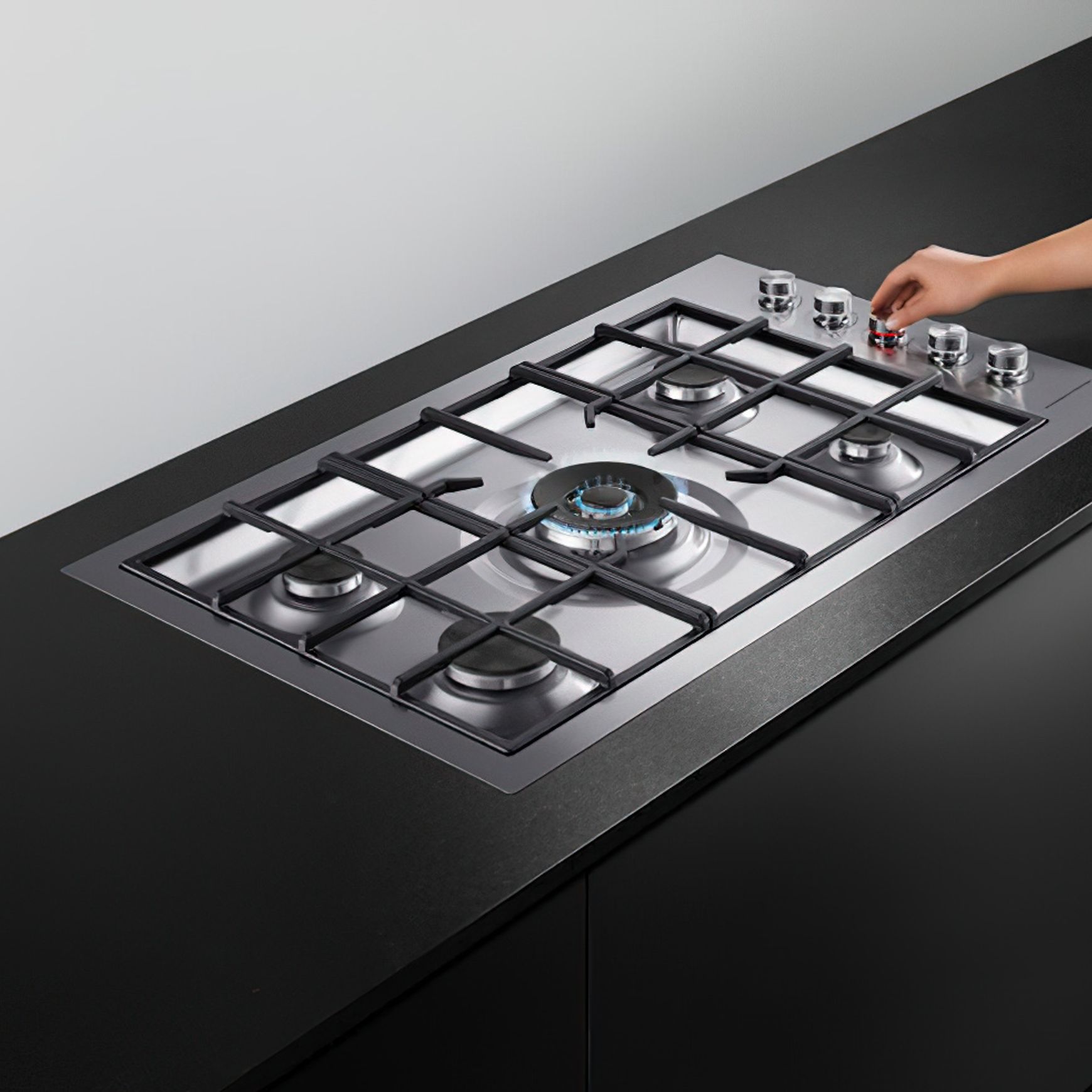 F&P Gas on Steel Cooktop, 90cm, Flush Fit, LPG