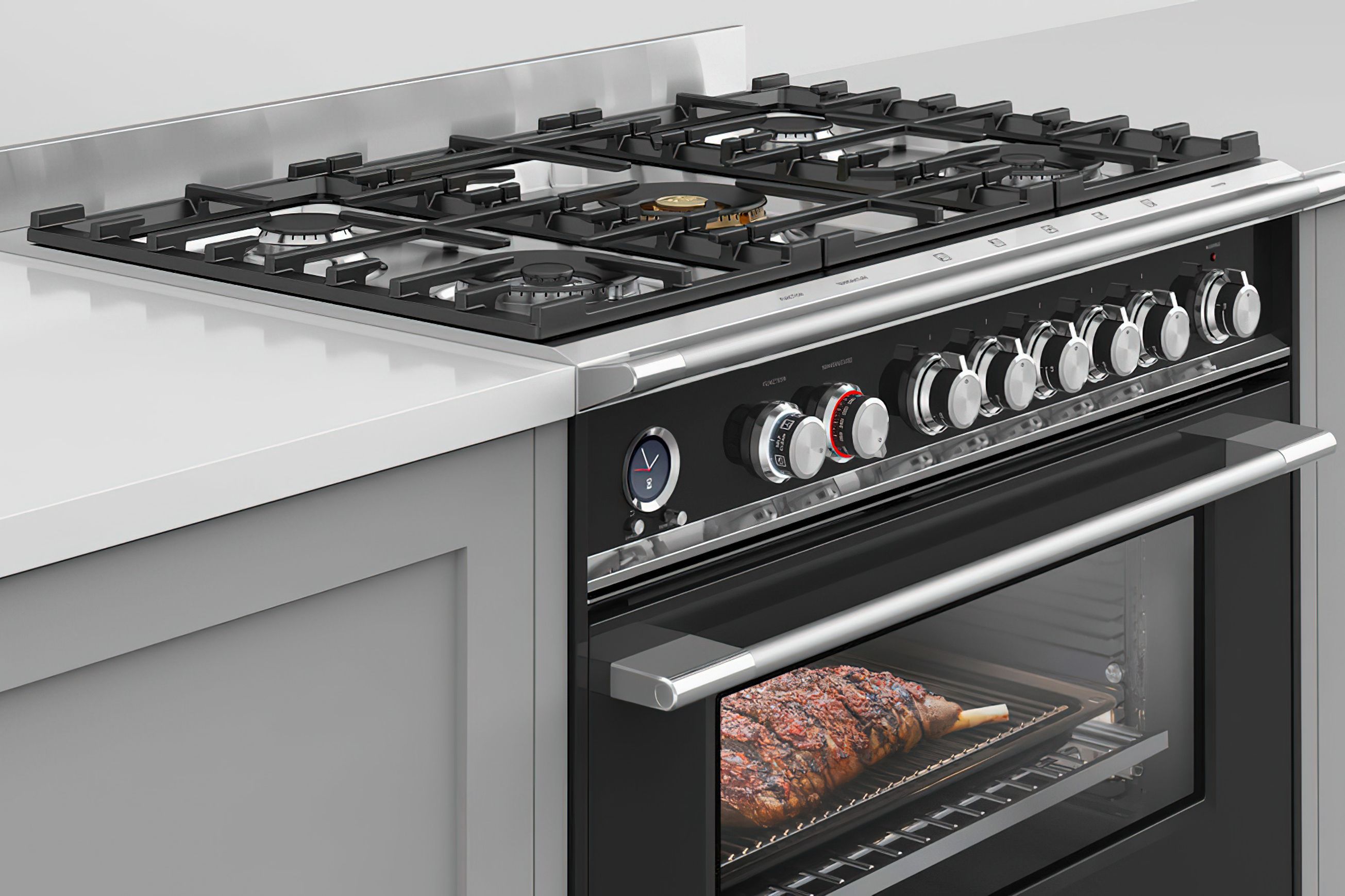 F&P Freestanding Cooker, Dual Fuel, 90cm, 5 Burners