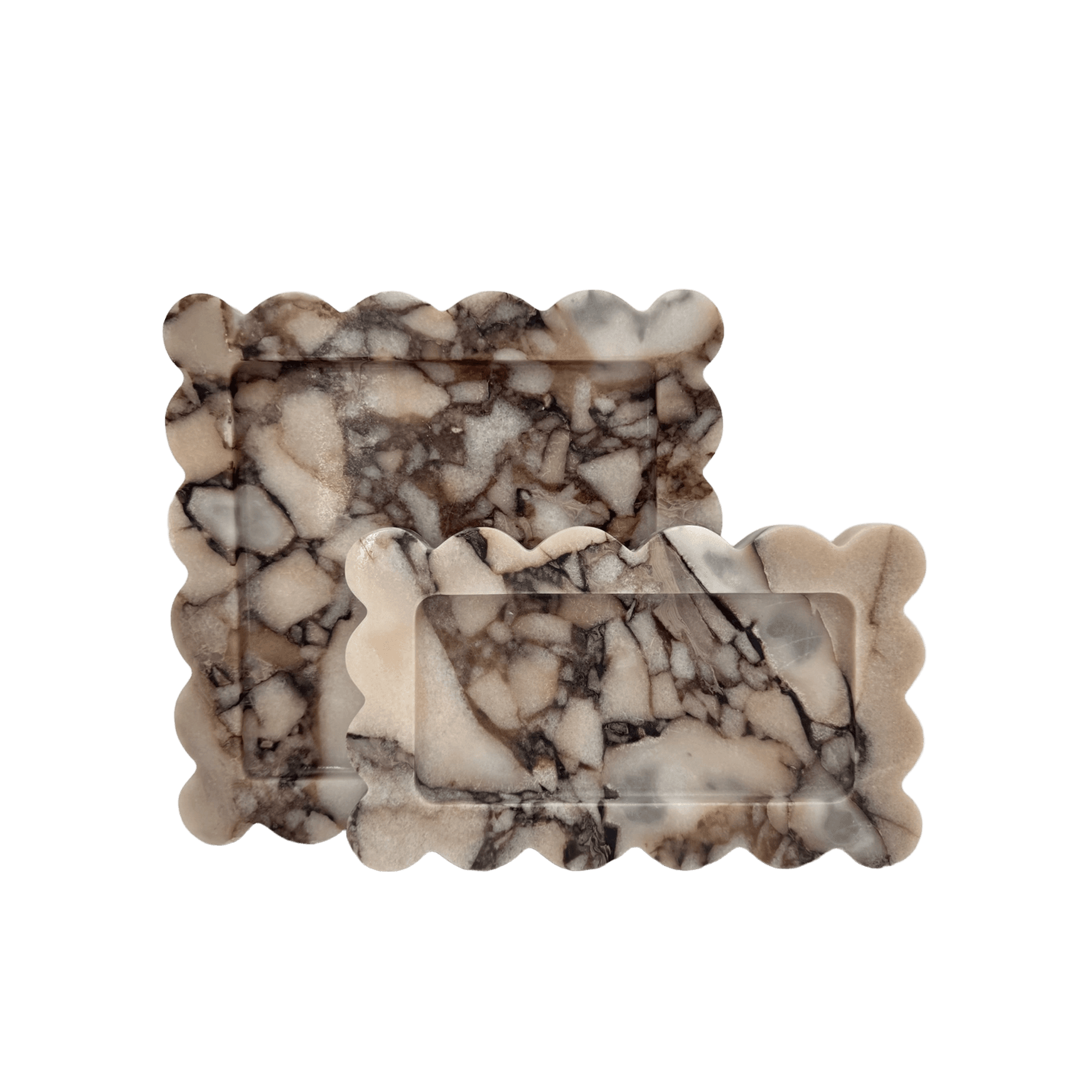 Scalloped Edge Tray - Milky Blue Marble