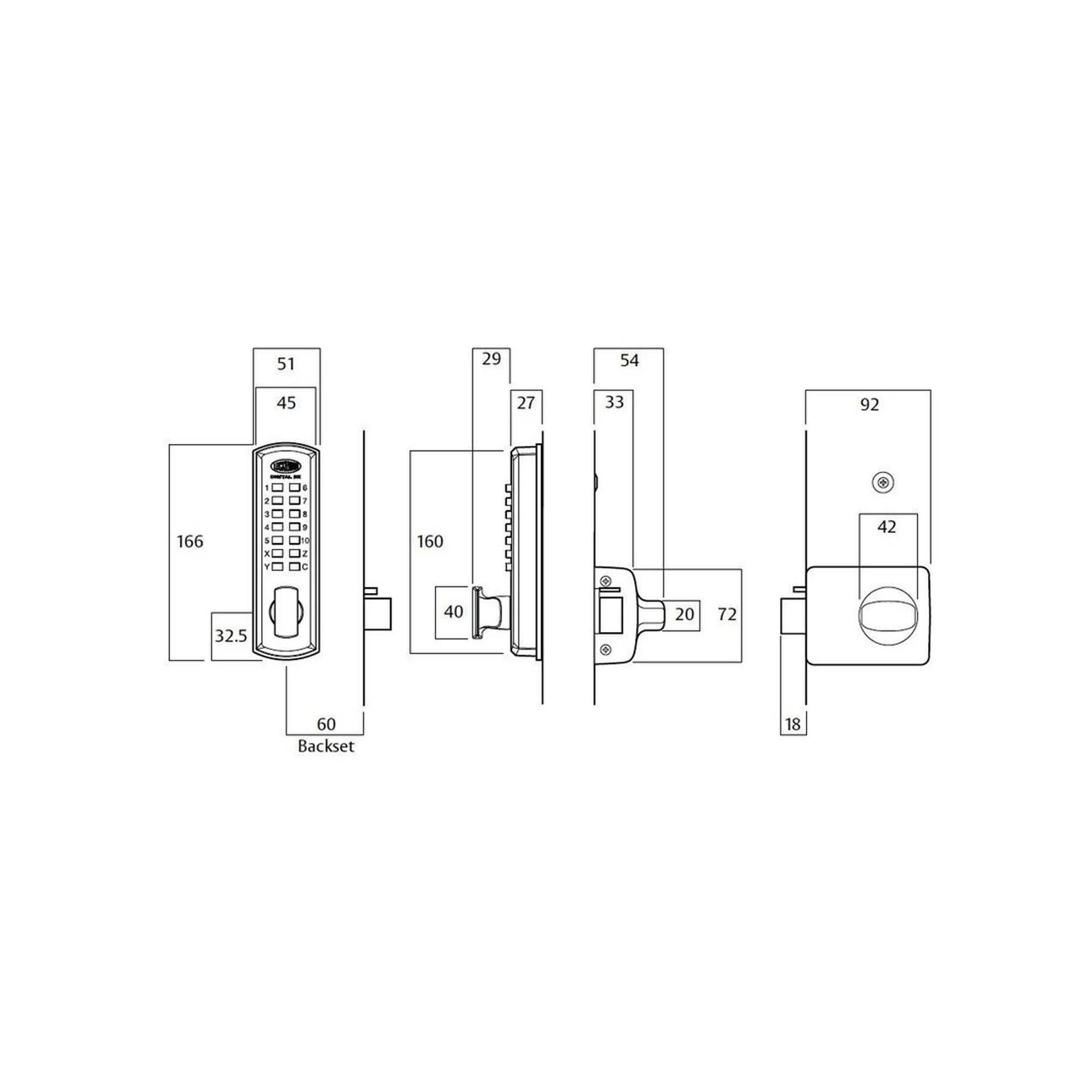 Lockwood 002 Digital Lock Set for Metal & Timber Doors