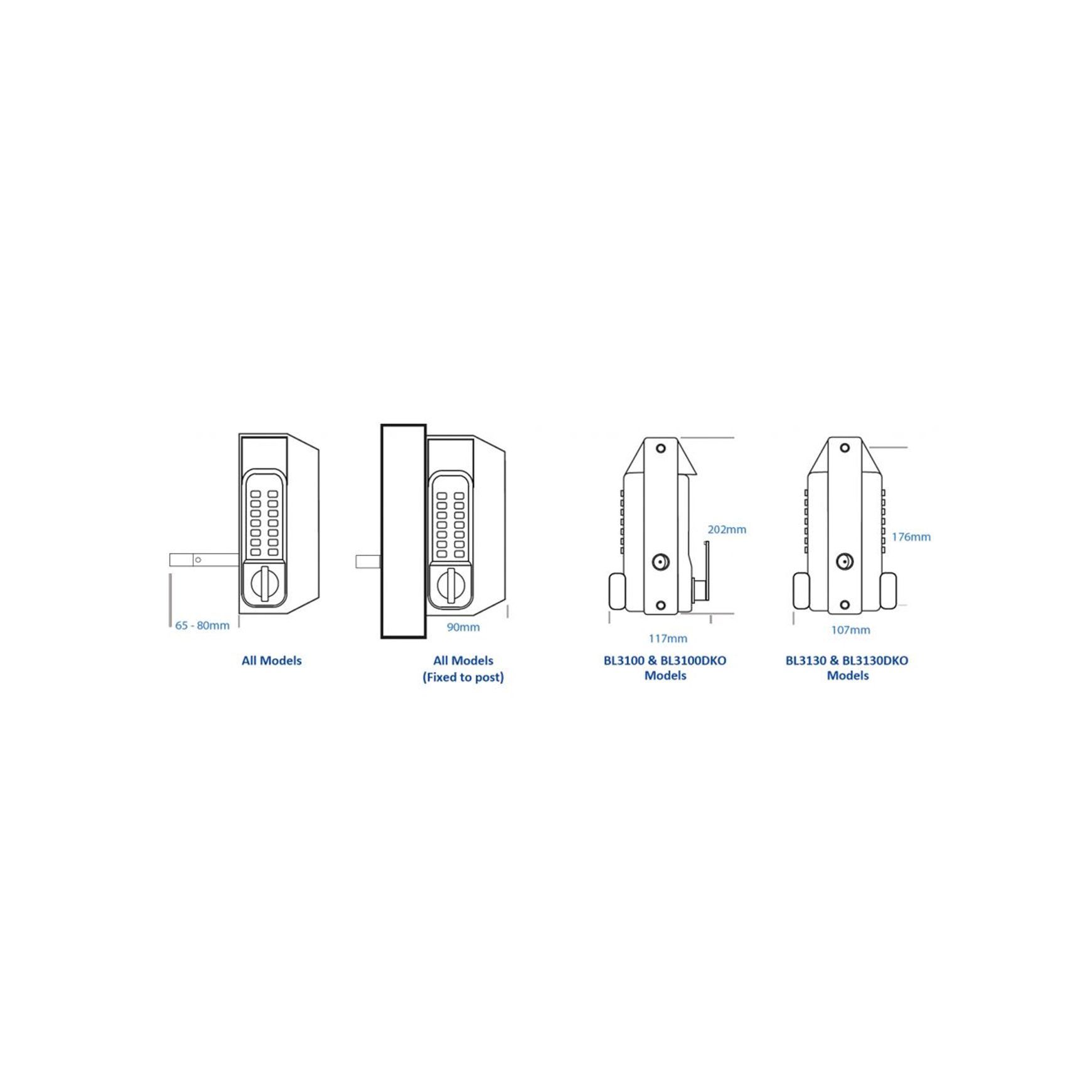 Borg Digital Gate Lock Marine Grade Black BL3100BLK