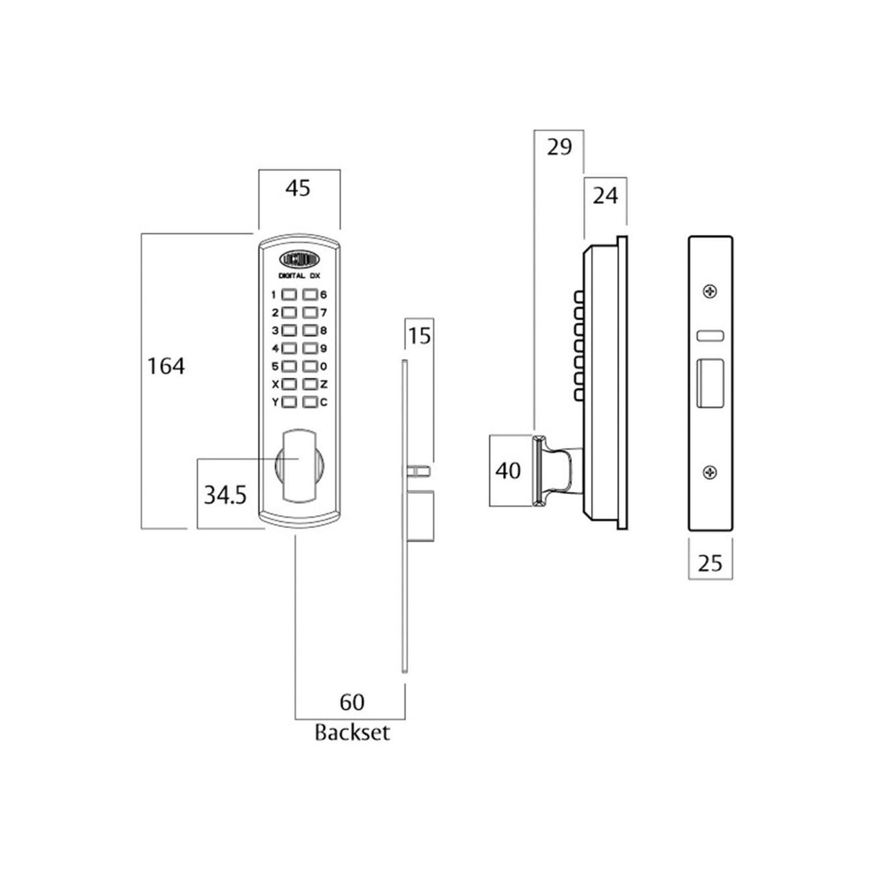 Lockwood Digital Door Lock 60mm Mortice LH 3572DXLSC