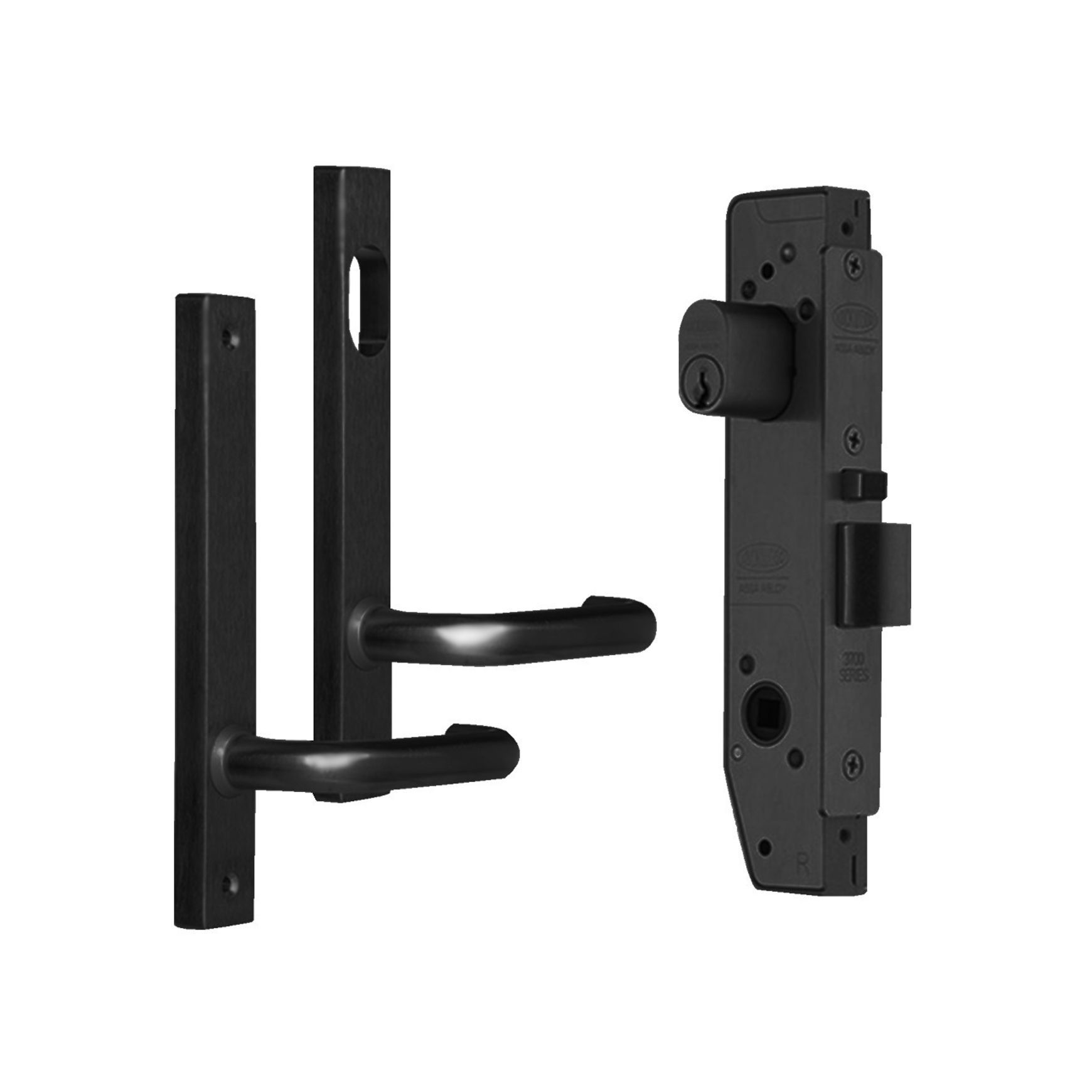 Lockwood Narrow Mortice Lock Kit Cyl/Handles Black