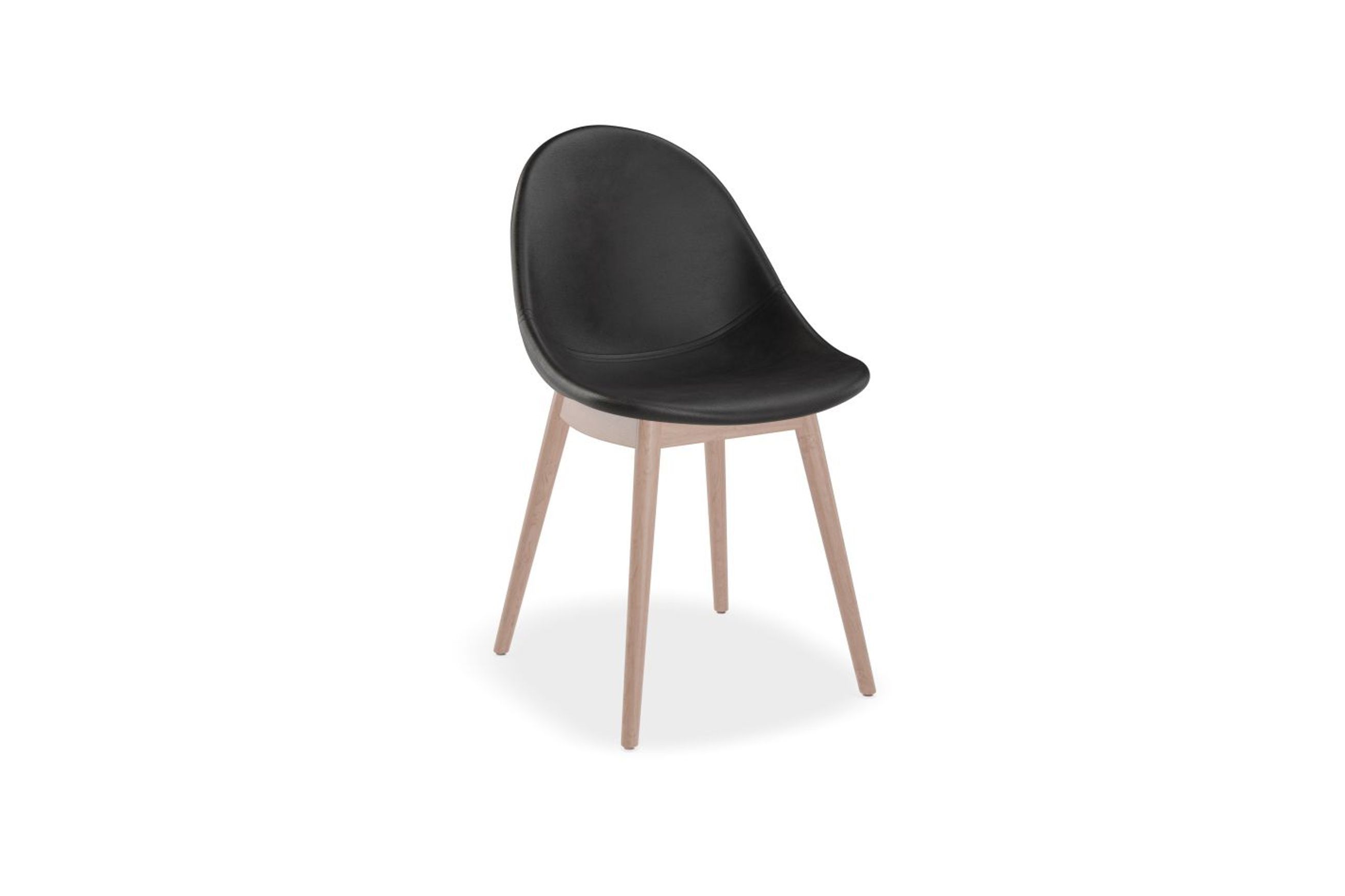 Pebble Chair Black Upholstered Vintage Seat - Sled Base - Black