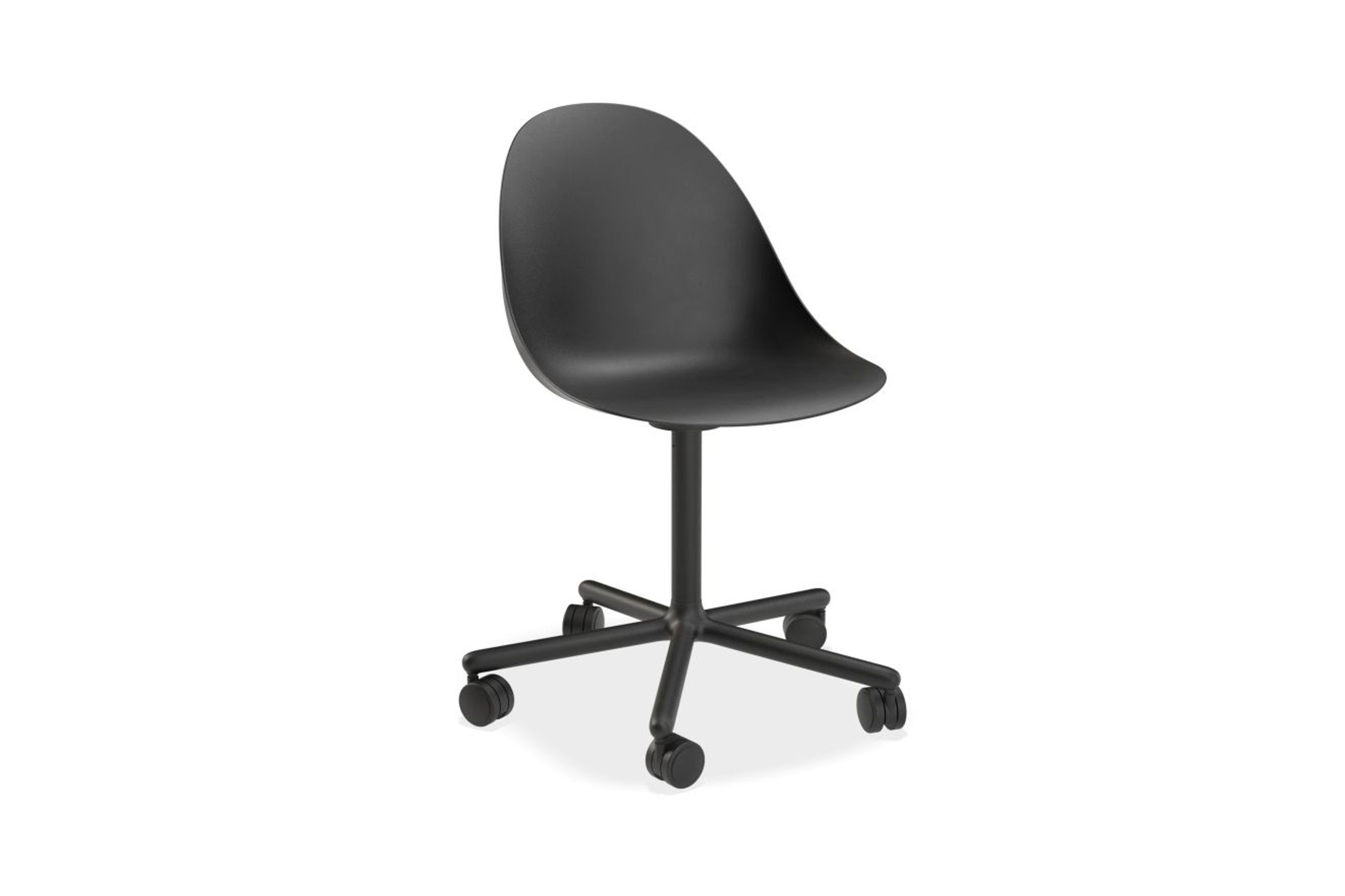 Pebble Chair Black Upholstered Vintage Seat - Sled Base - Black