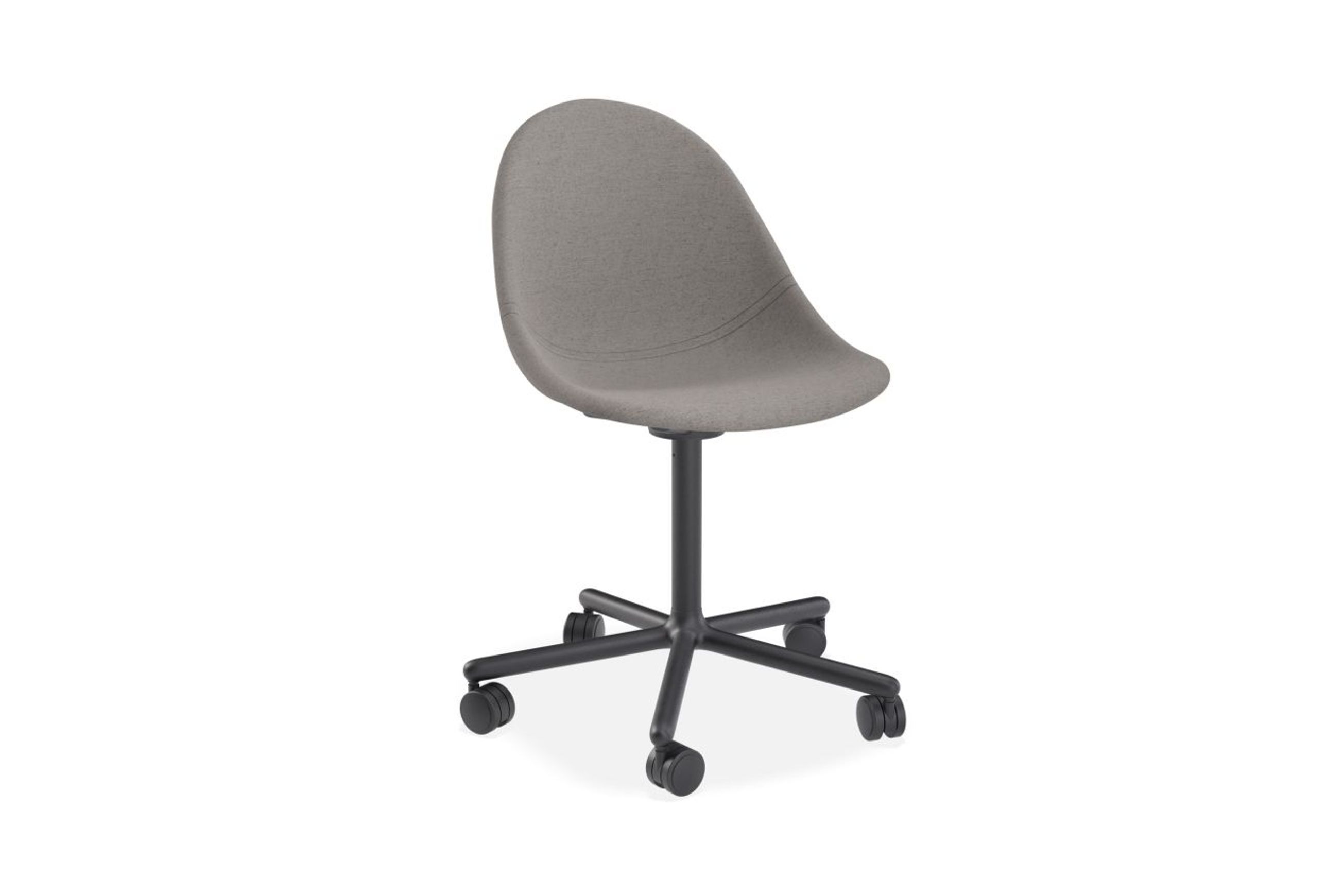Pebble Fabric Dark Grey Upholstered Chair - Pyramid Fixed Base with Castors - Black