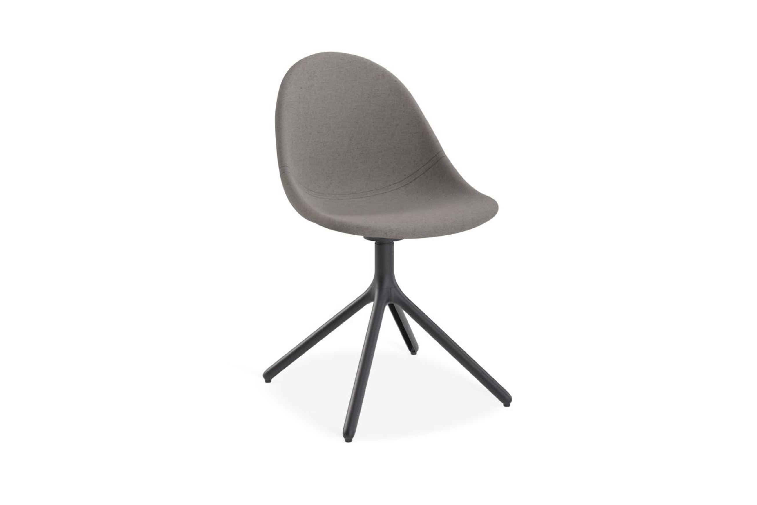 Pebble Fabric Dark Grey Upholstered Chair - Swivel Base - Black