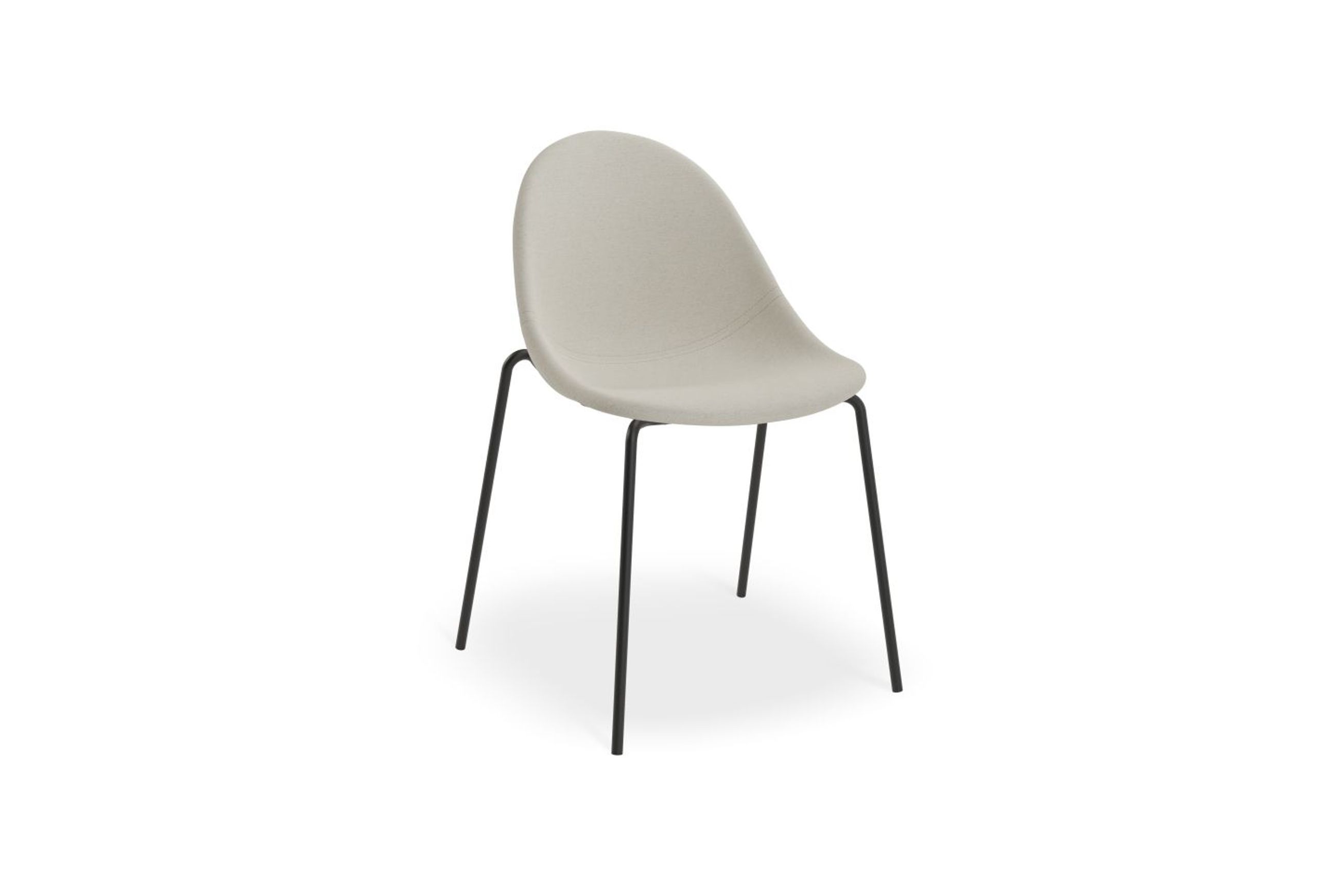 Pebble Fabric Light Grey Upholstered Chair - Pyramid Fixed Base with Castors - Black
