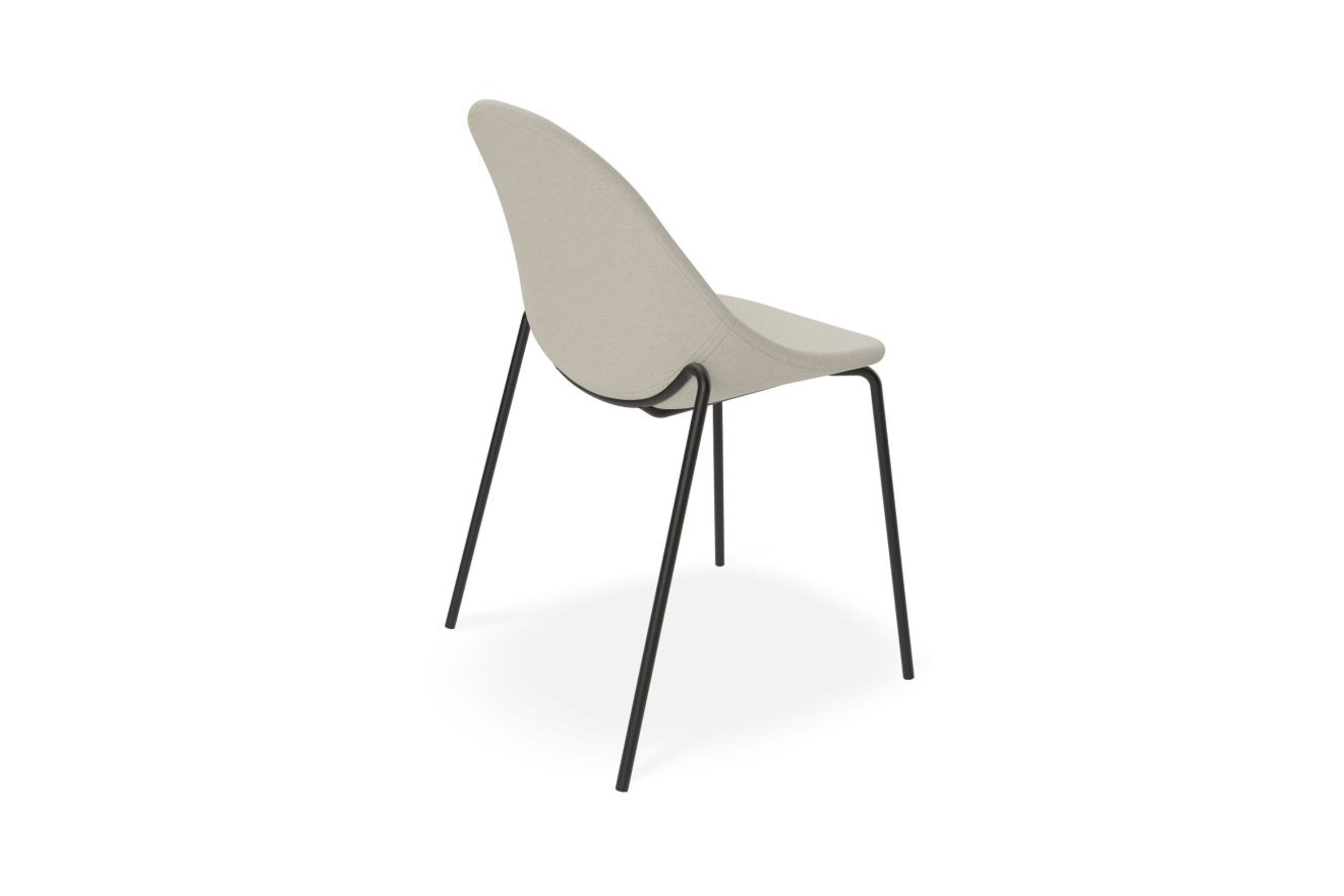 Pebble Fabric Light Grey Upholstered Chair - Pyramid Fixed Base - Black