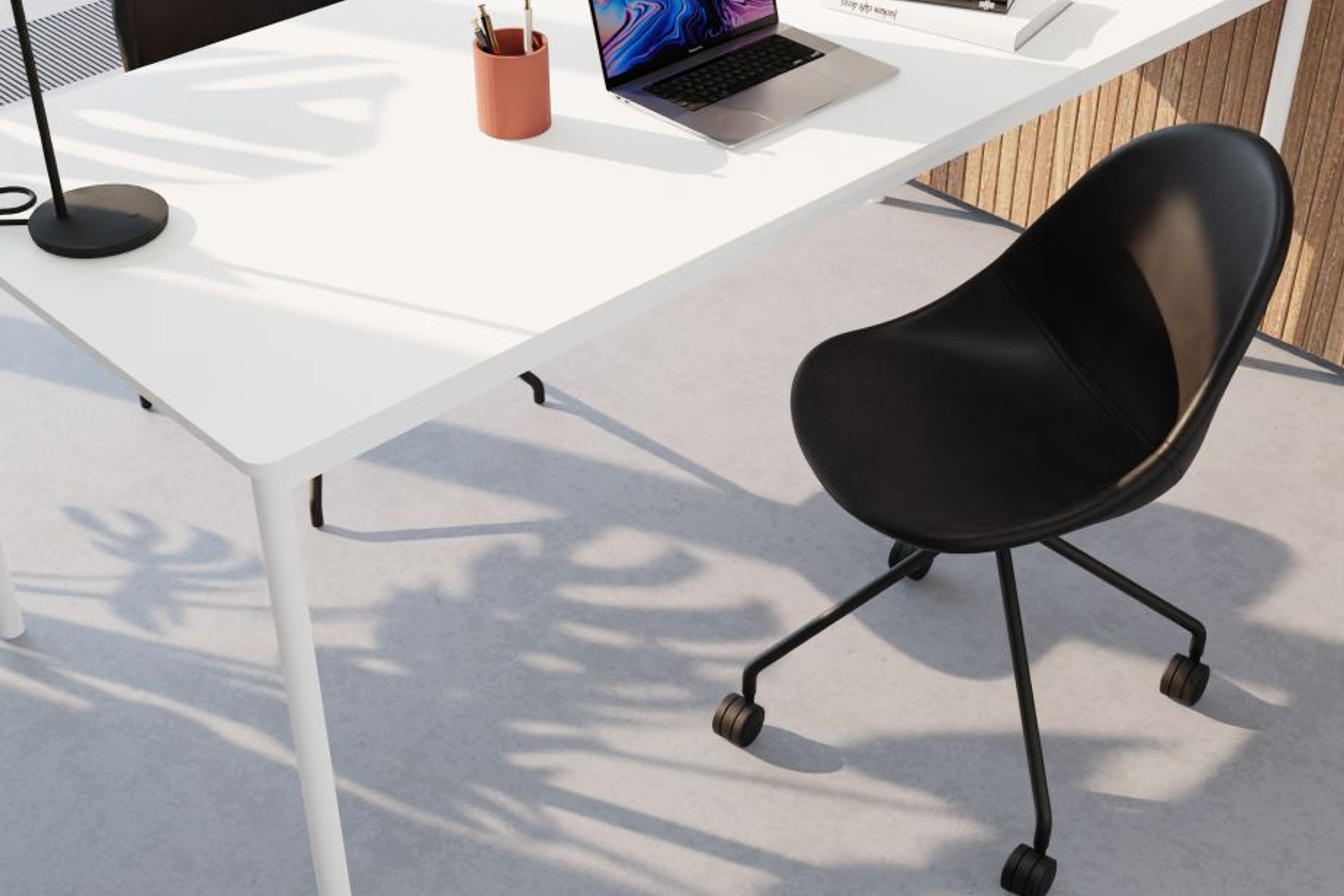 Pebble Chair Black Upholstered Vintage Seat - Pyramid Fixed Base with Castors - Black