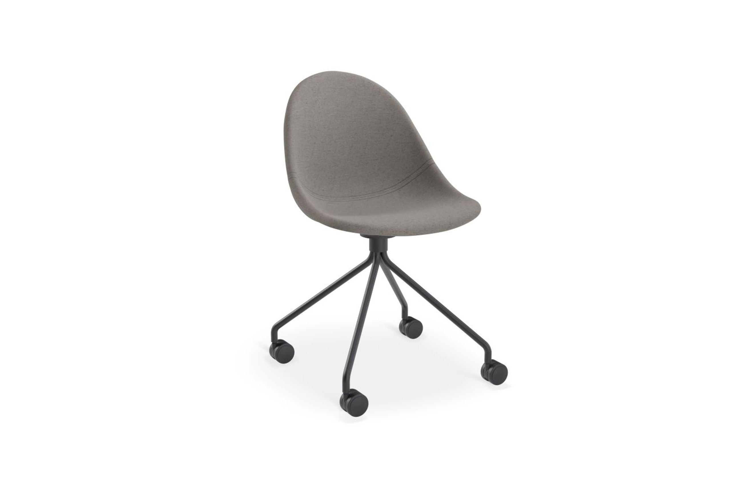 Pebble Fabric Dark Grey Upholstered Chair - Pyramid Fixed Base - Black