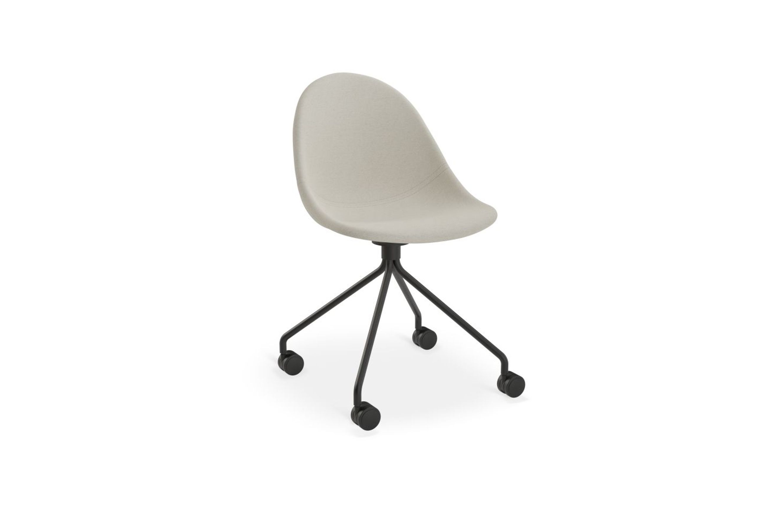 Pebble Fabric Light Grey Upholstered Chair - Pyramid Fixed Base - Black