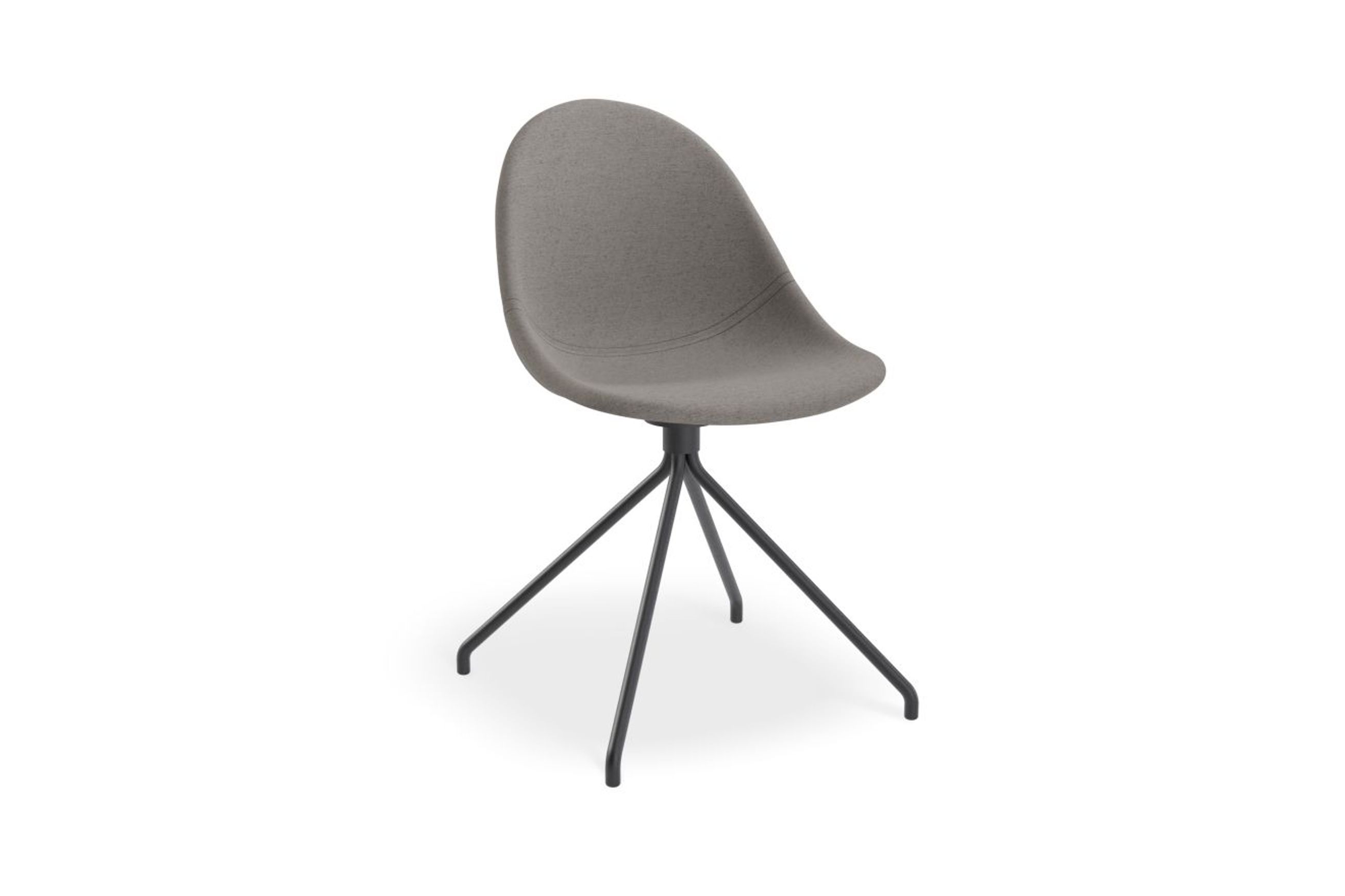 Pebble Fabric Dark Grey Upholstered Chair - Pyramid Fixed Base with Castors - Black