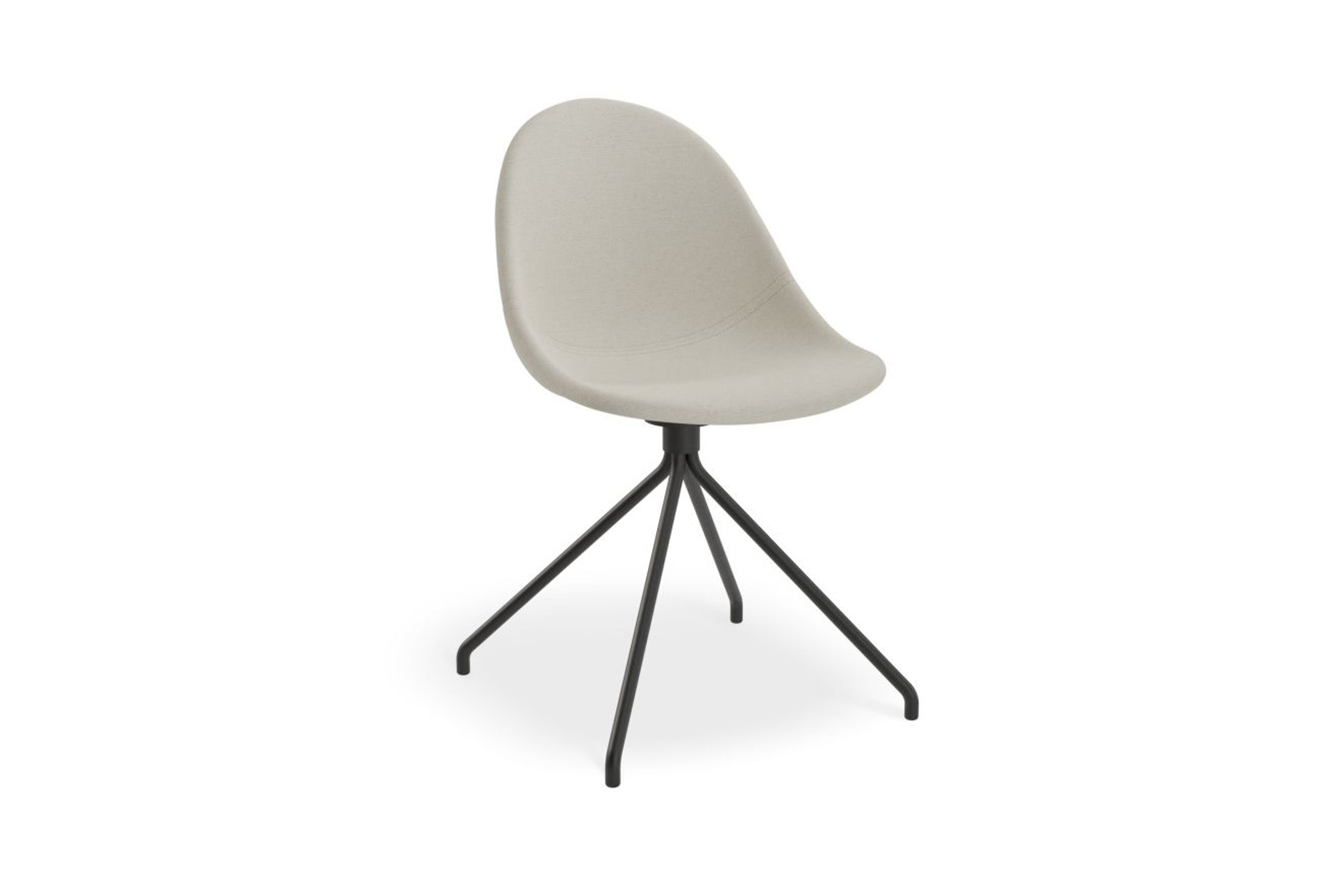 Pebble Fabric Light Grey Upholstered Chair - Swivel Base w Castors - Black