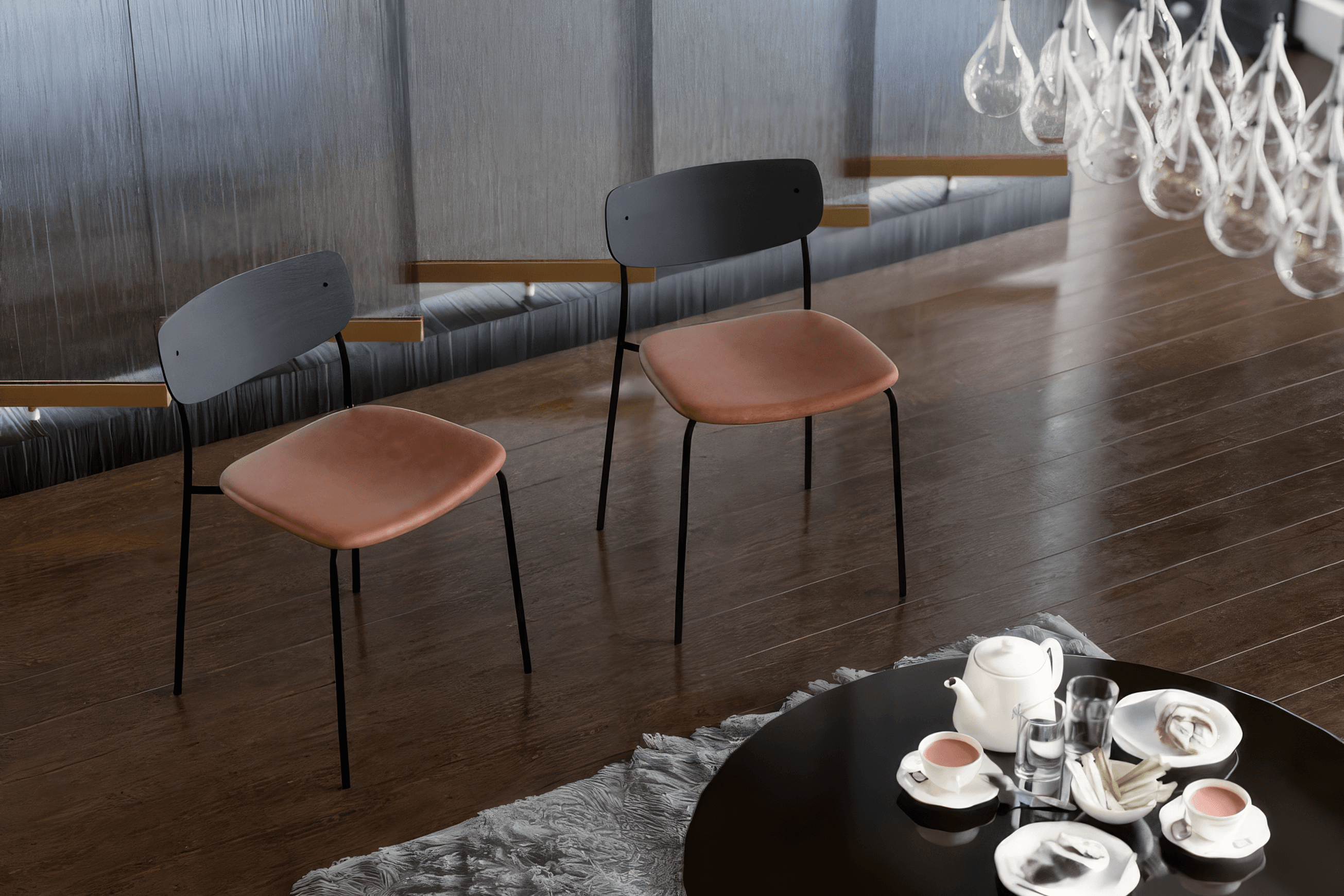 Rylie Chair - Padded Seat with Black Backrest