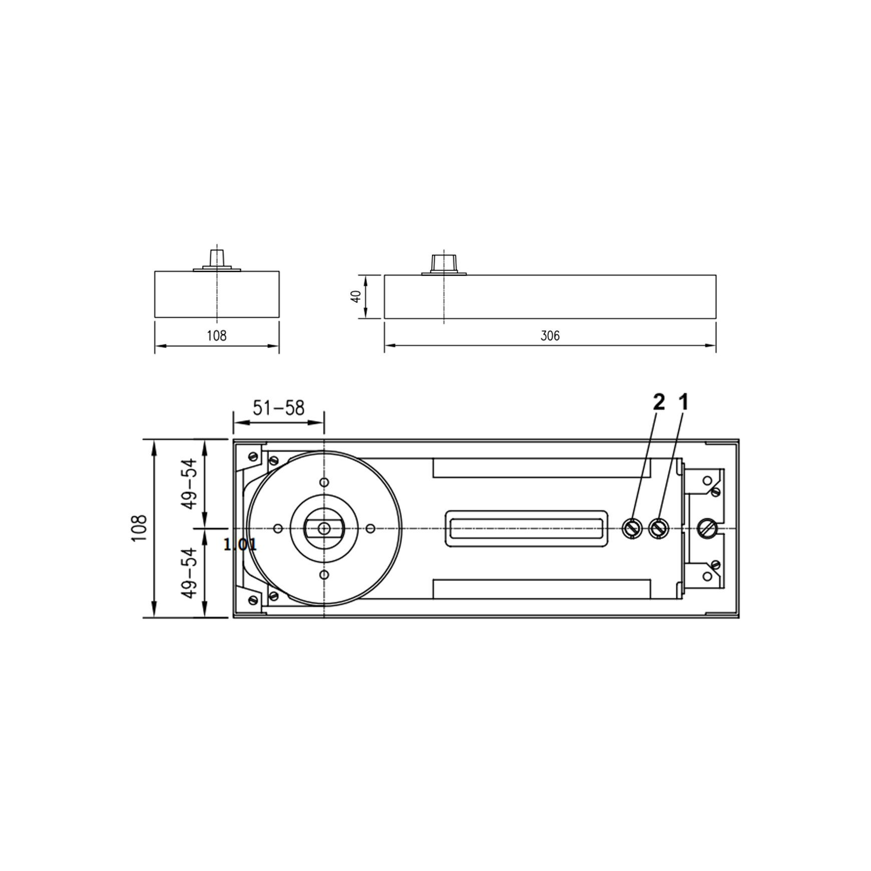 Dorma BTS84 EN4 Floor Spring Body with Hold Open 90 Degrees 81200002