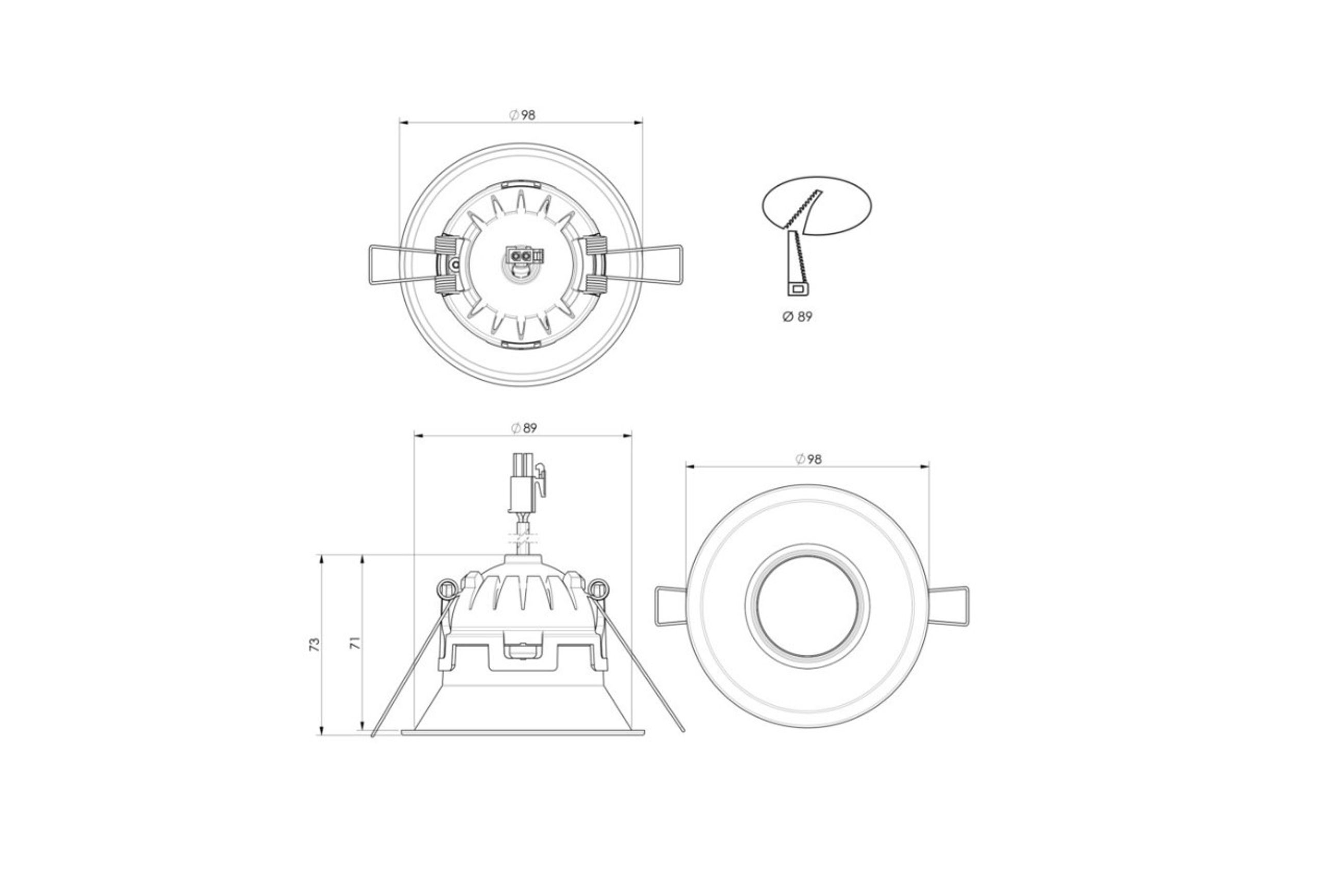 ZELA Deep Tiltz Downlight dimensions