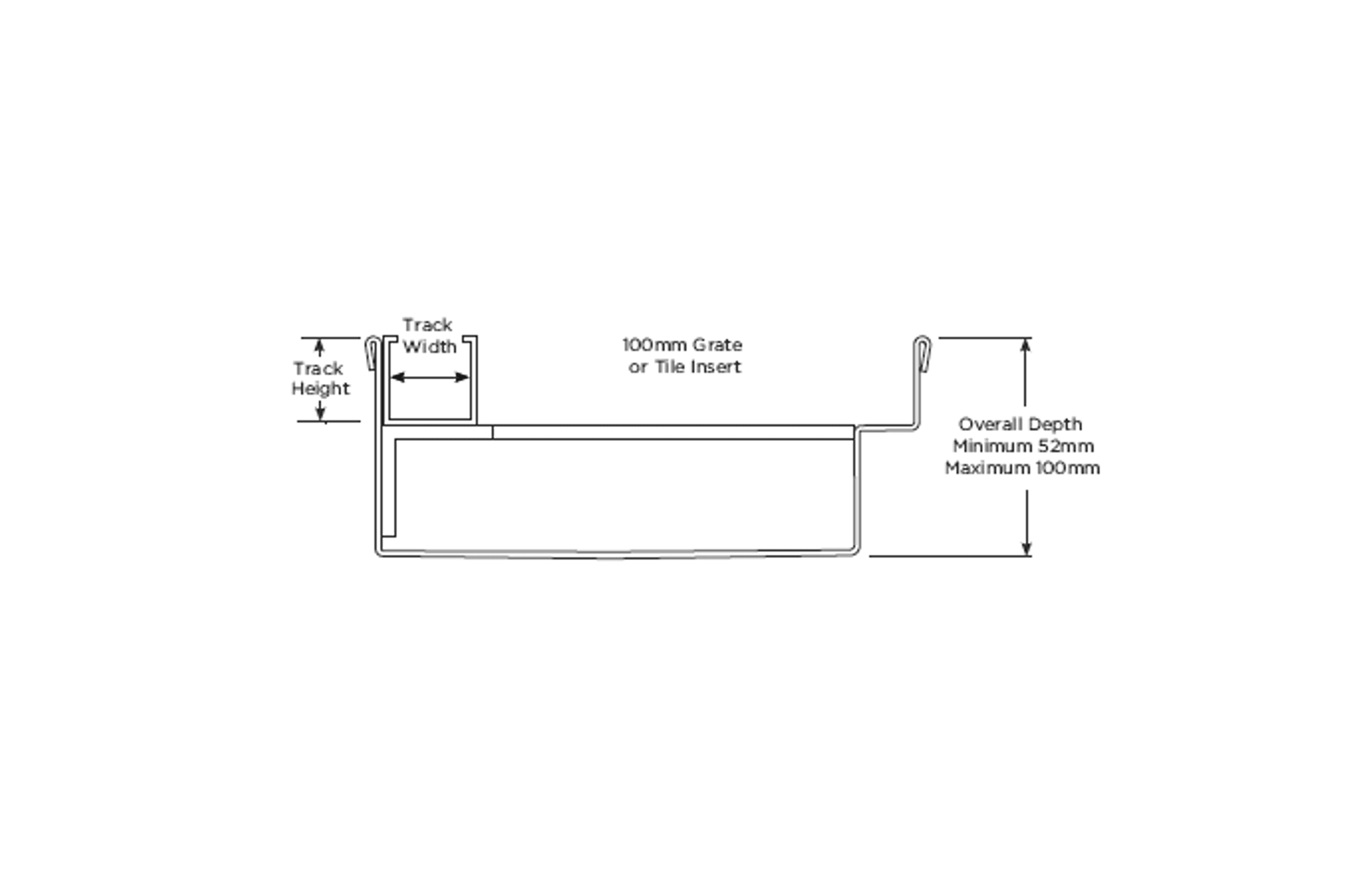 100PPSTDiBF Threshold Drain for Bi-Fold & Top-Hung Door dimensions