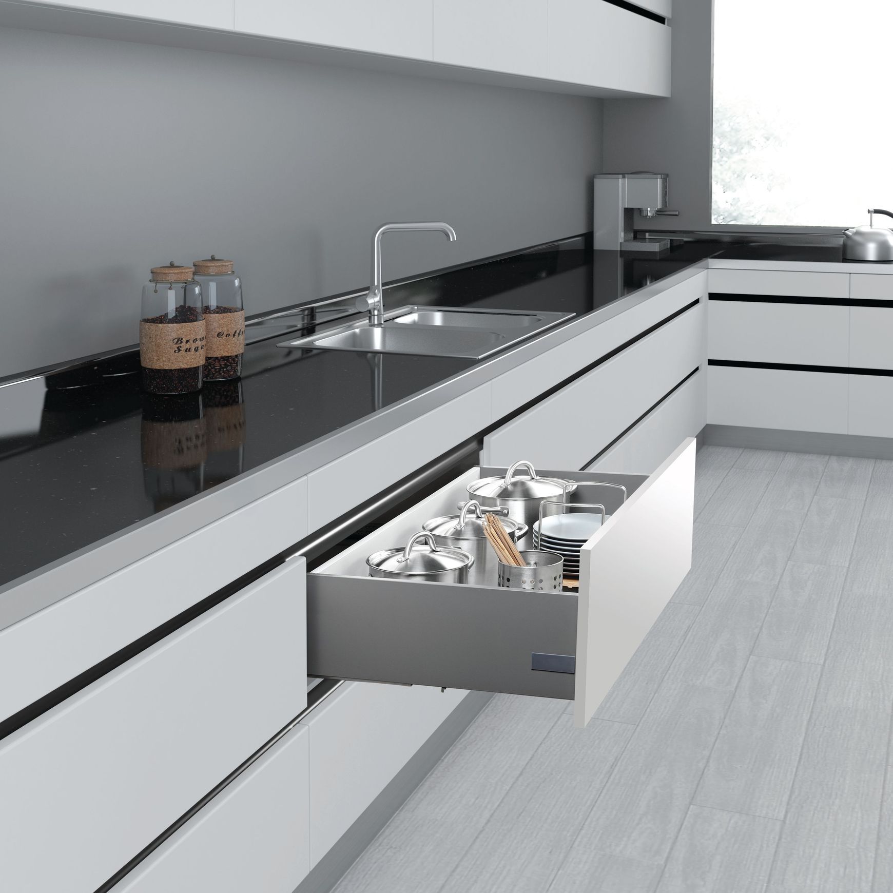 Enko SLIMBOX - Soft Close Drawer System Anthracite Screw On