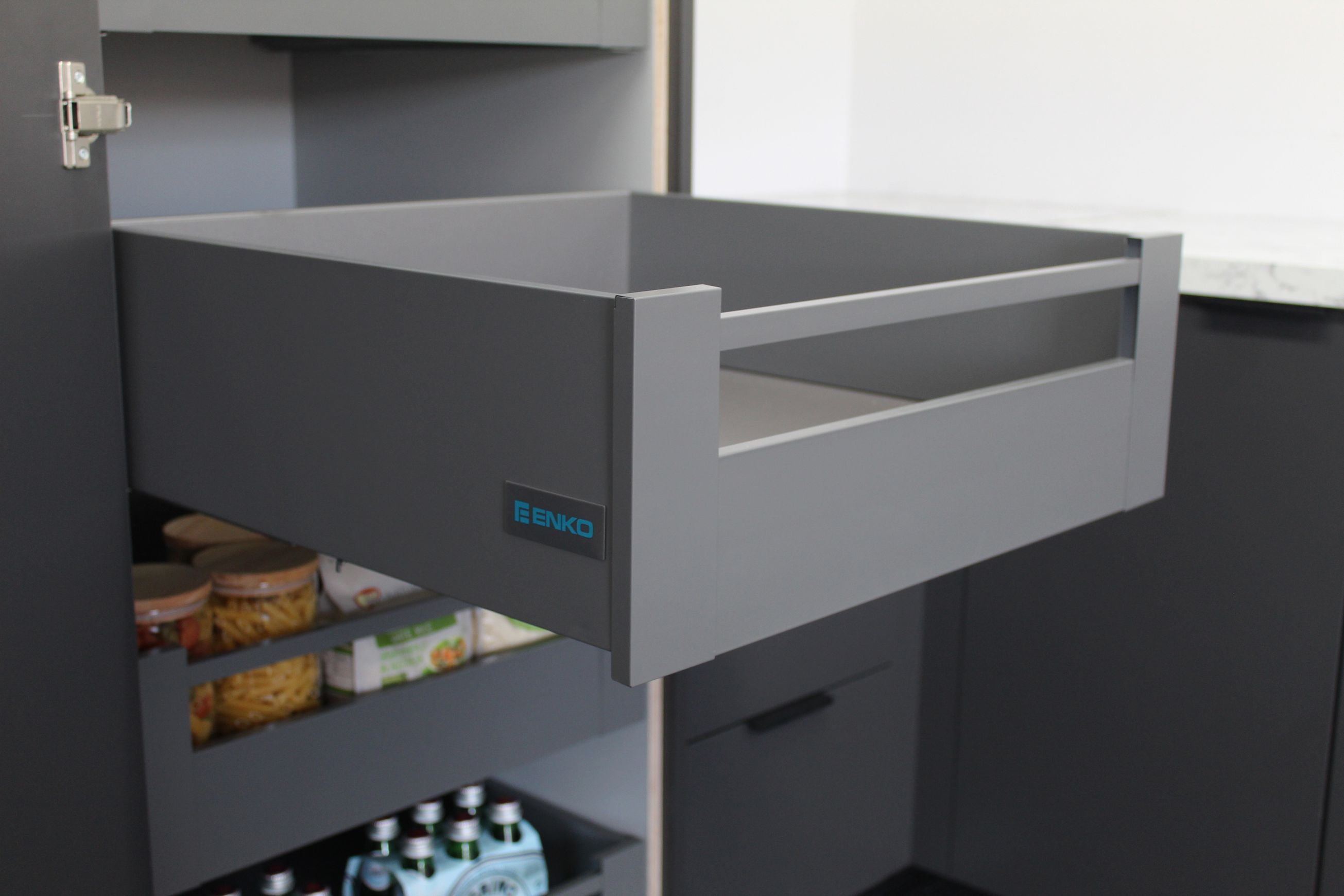 Enko SLIMBOX - Soft Close Drawer System Anthracite Screw On