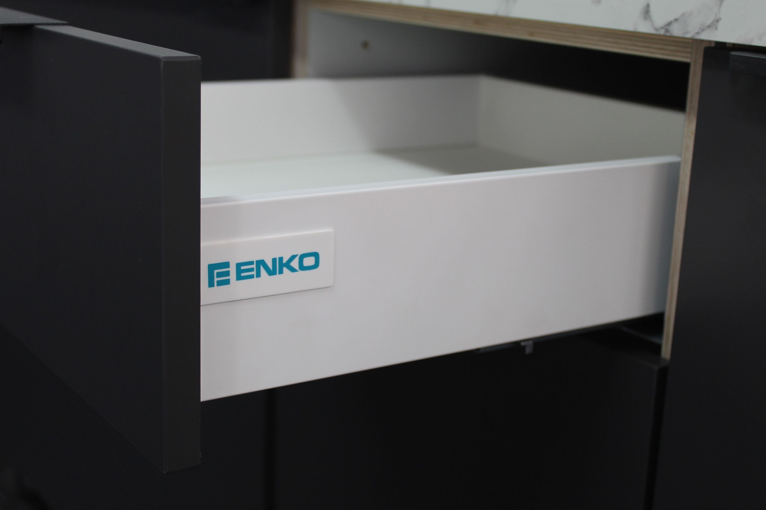 Enko SLIMBOX - Soft Close Drawer System White Knock In