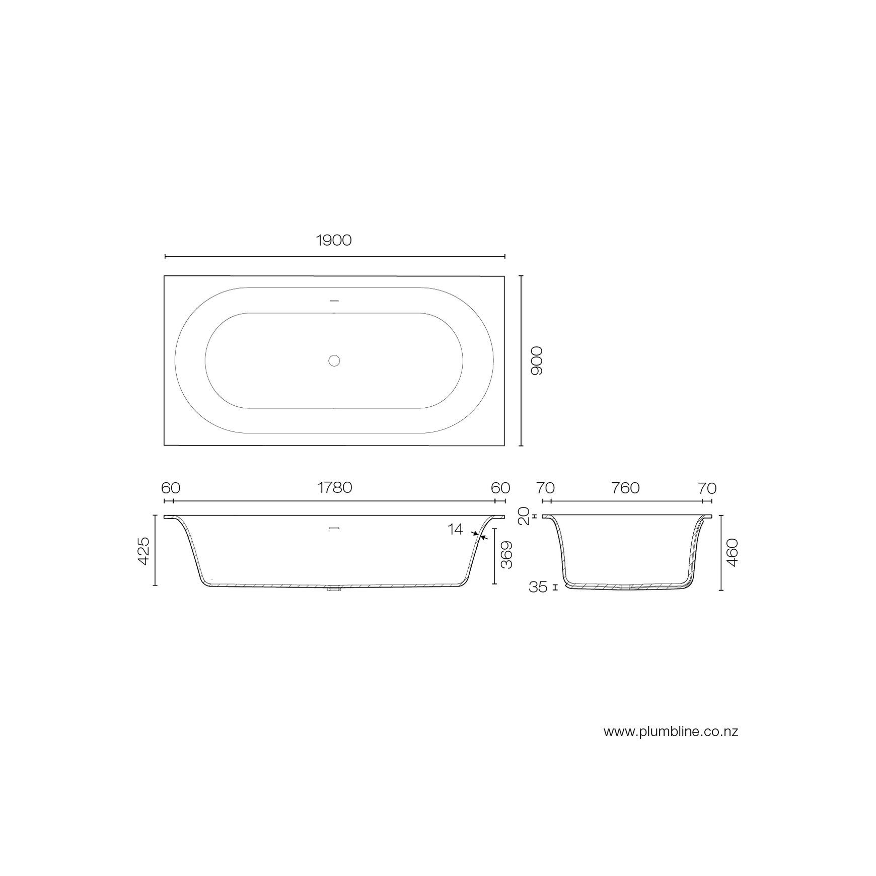 Spio 1900 Inset Bath