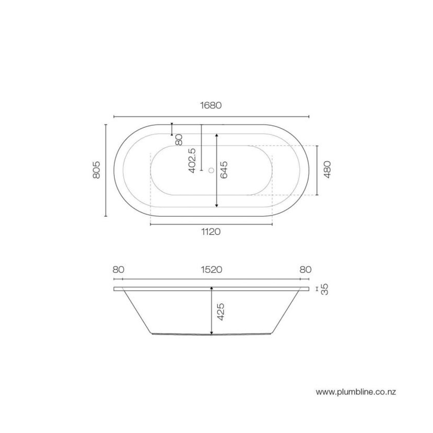 Tondo 1680 Oval Inset Bath