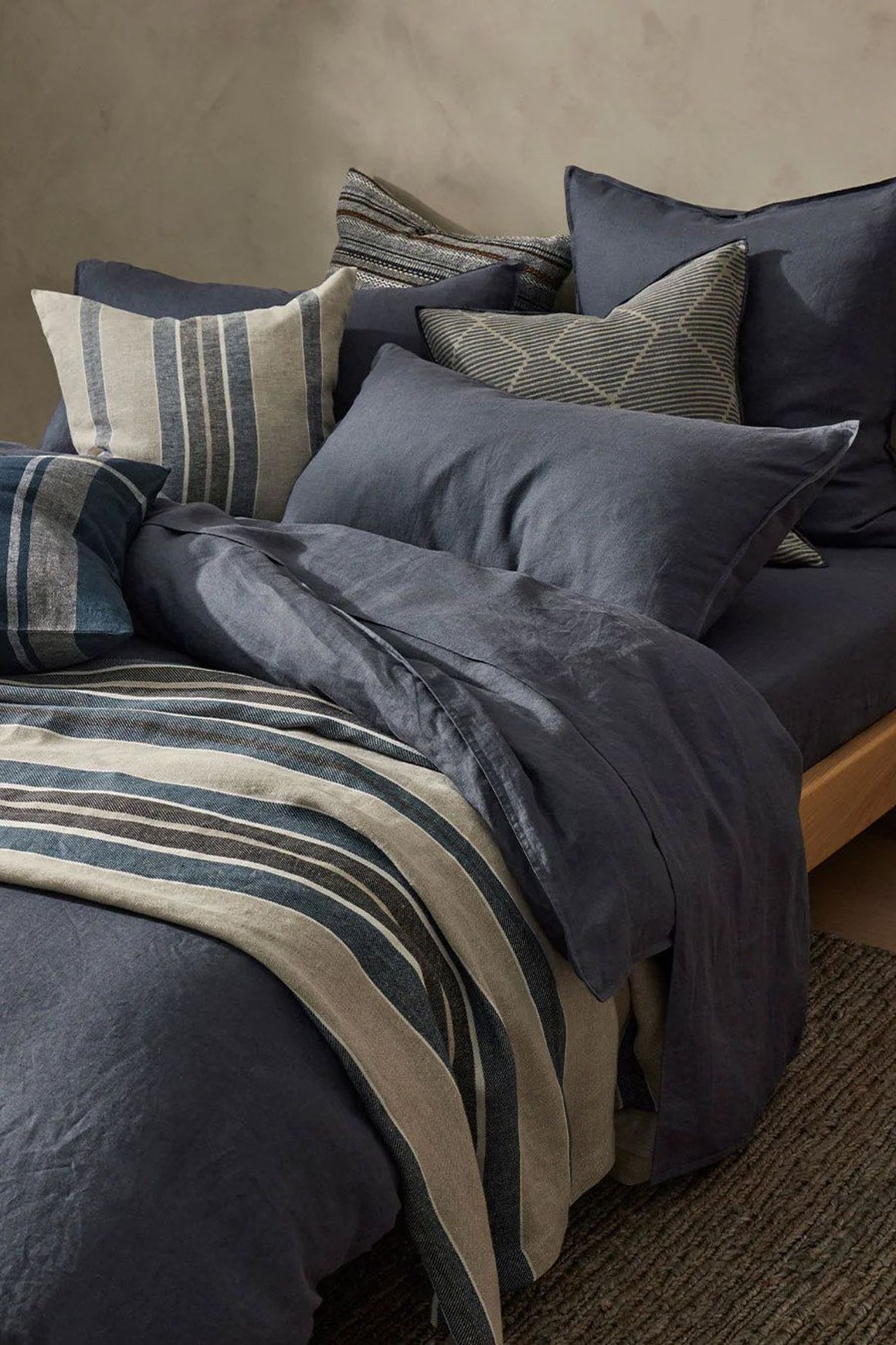 Ravello Linen Quilt Cover - Denim | Weave Home Bed Linen